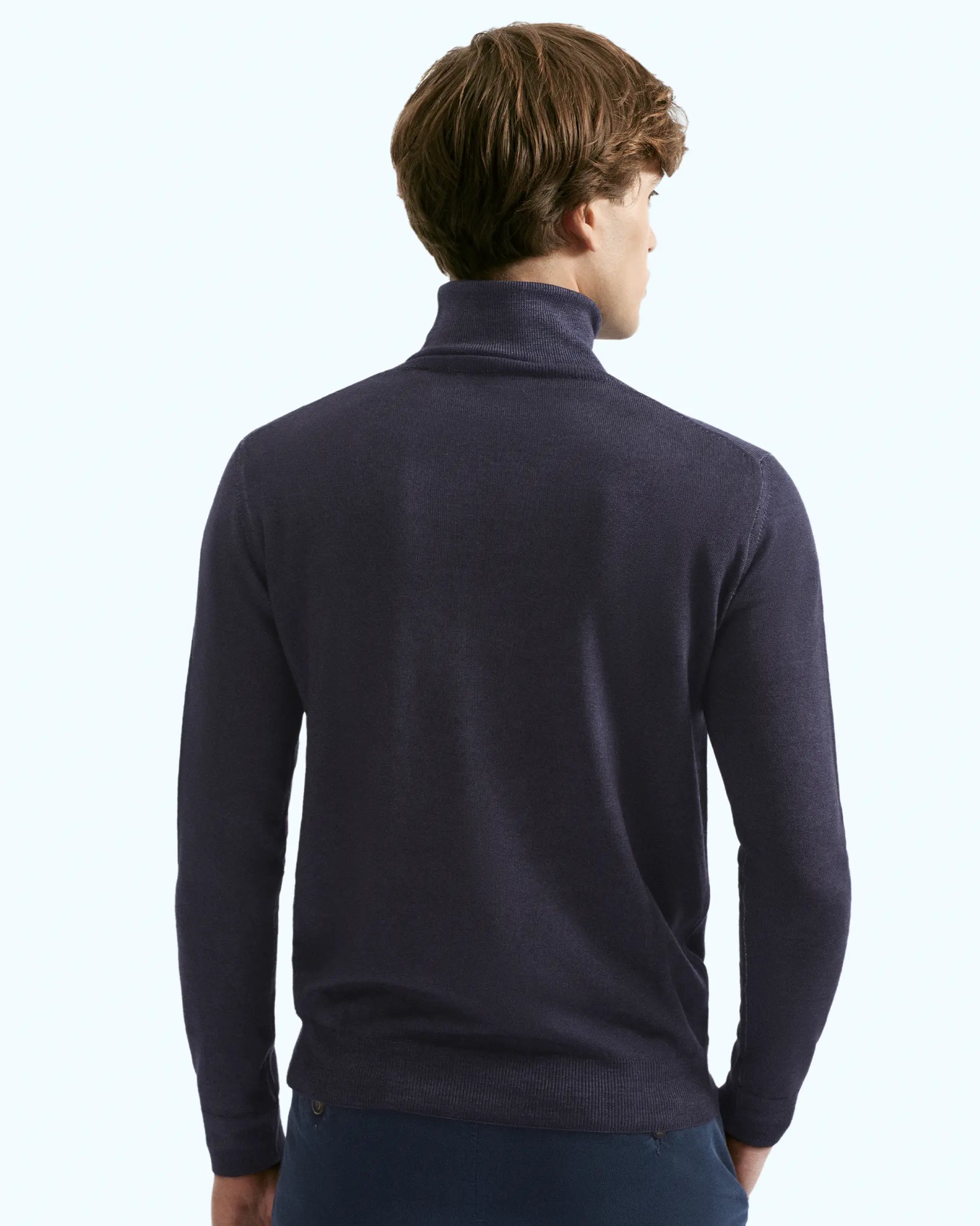 Blue Turtleneck Merinos Wool Sweater