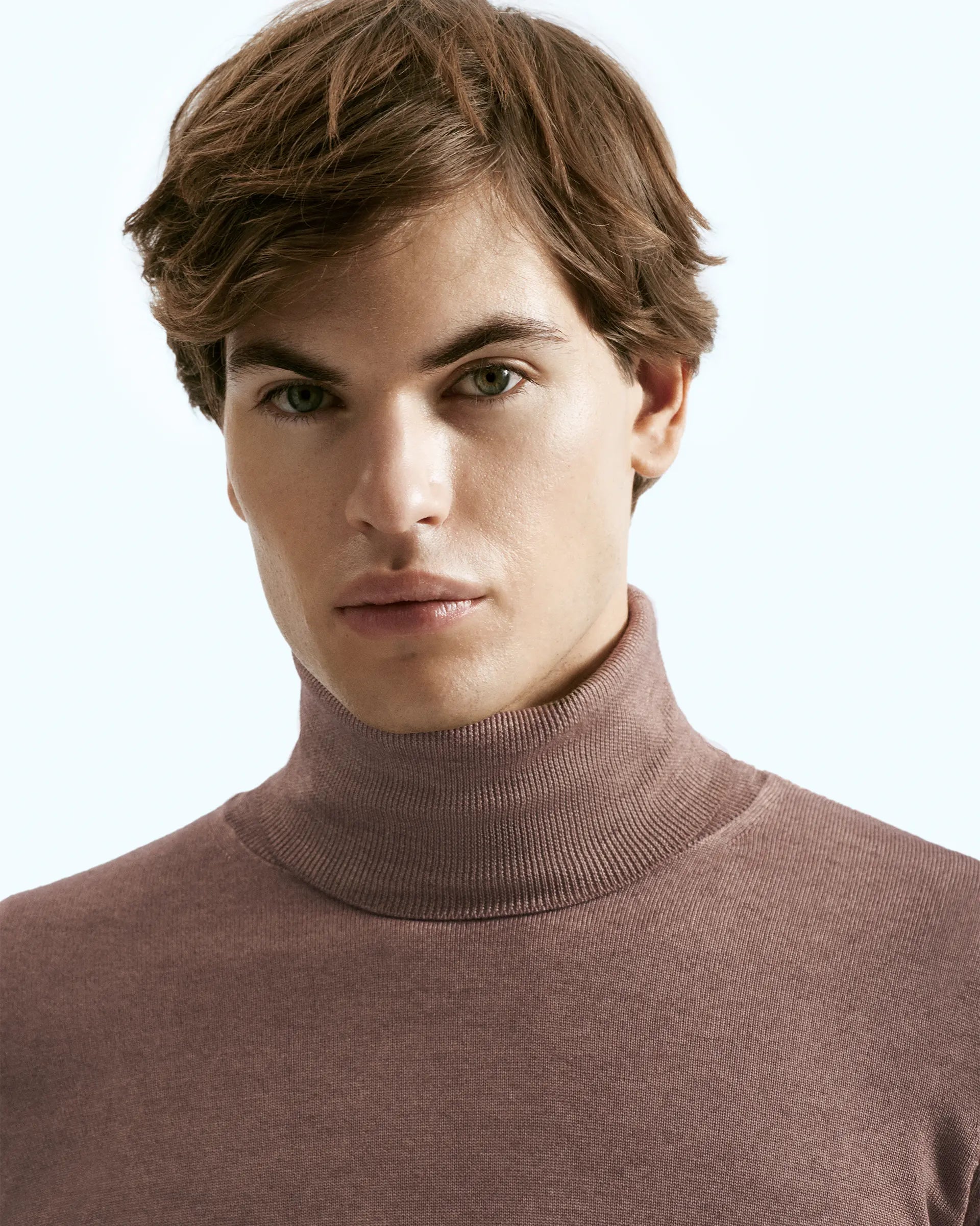 Brown Turtleneck Merinos Wool Sweater