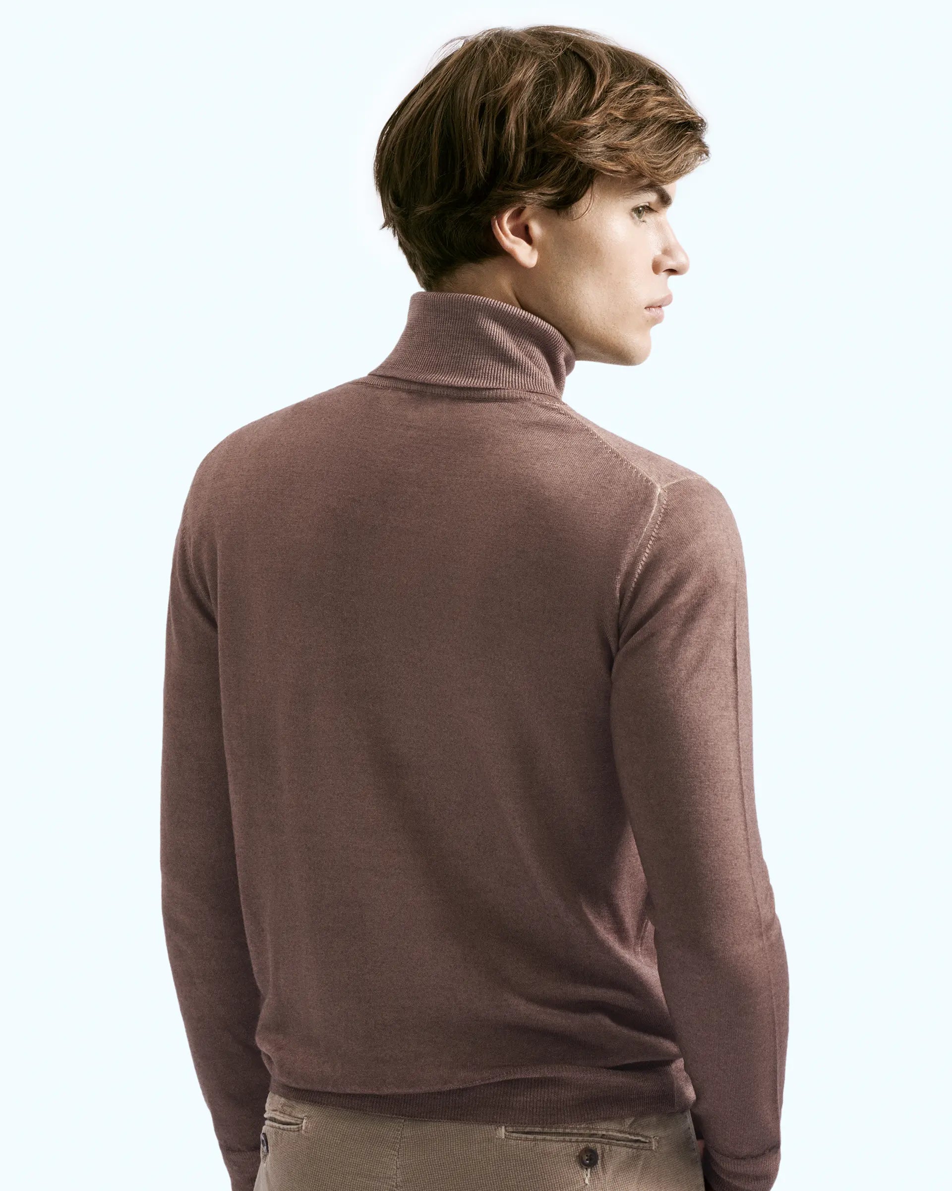 Brown Turtleneck Merinos Wool Sweater