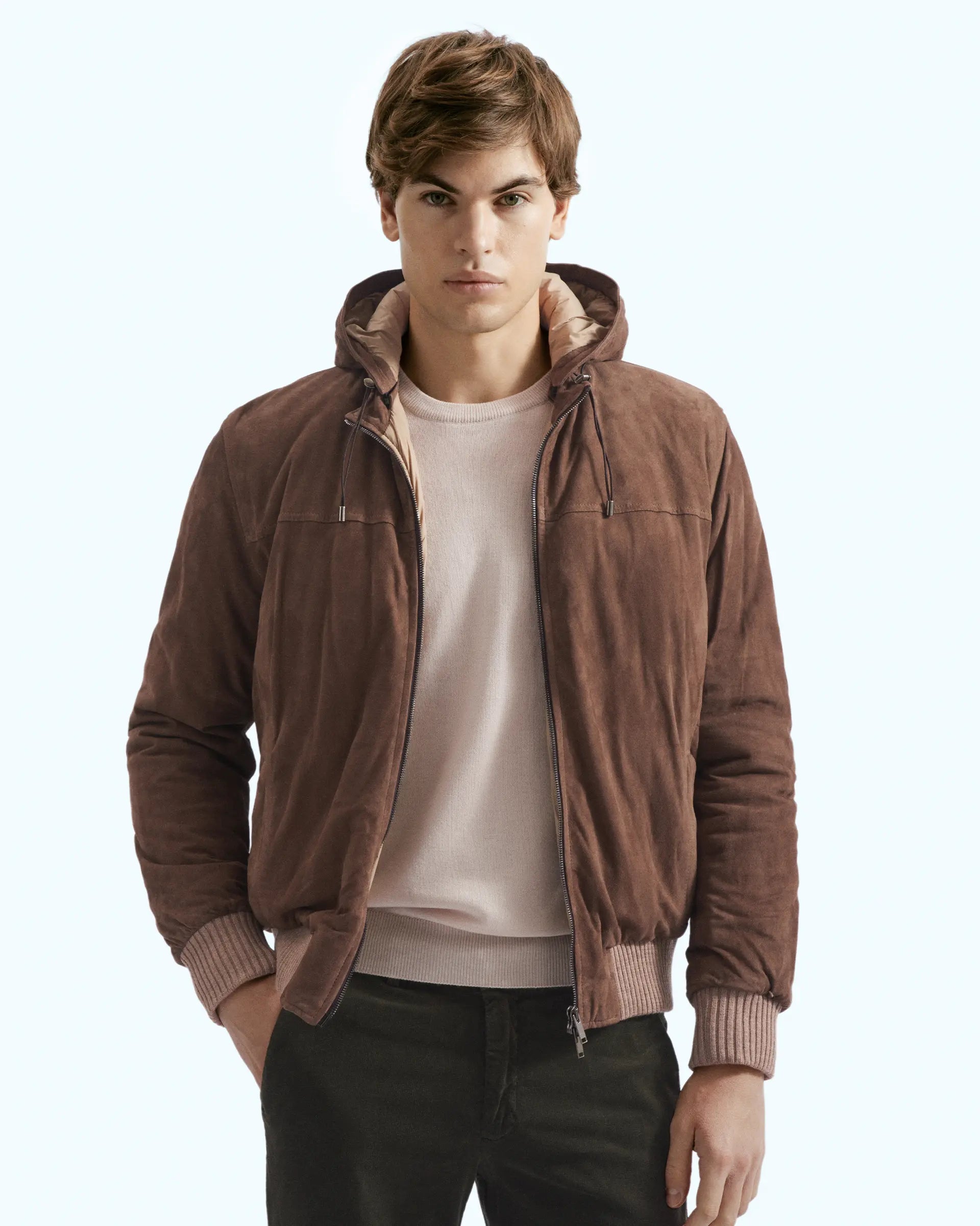 Brown Genuine Leather Bomber