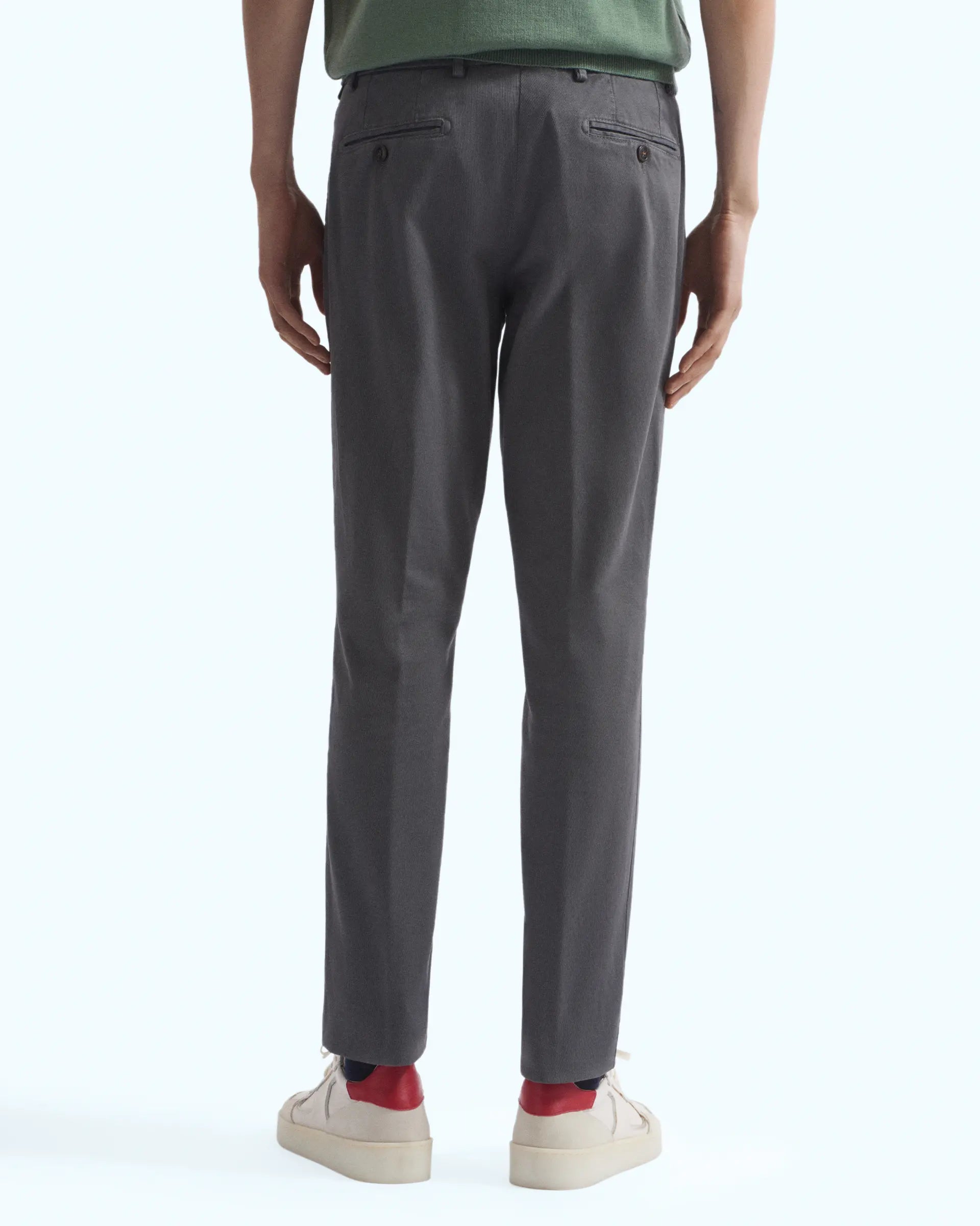 Grey Cotton Stretch Tricotine Pants