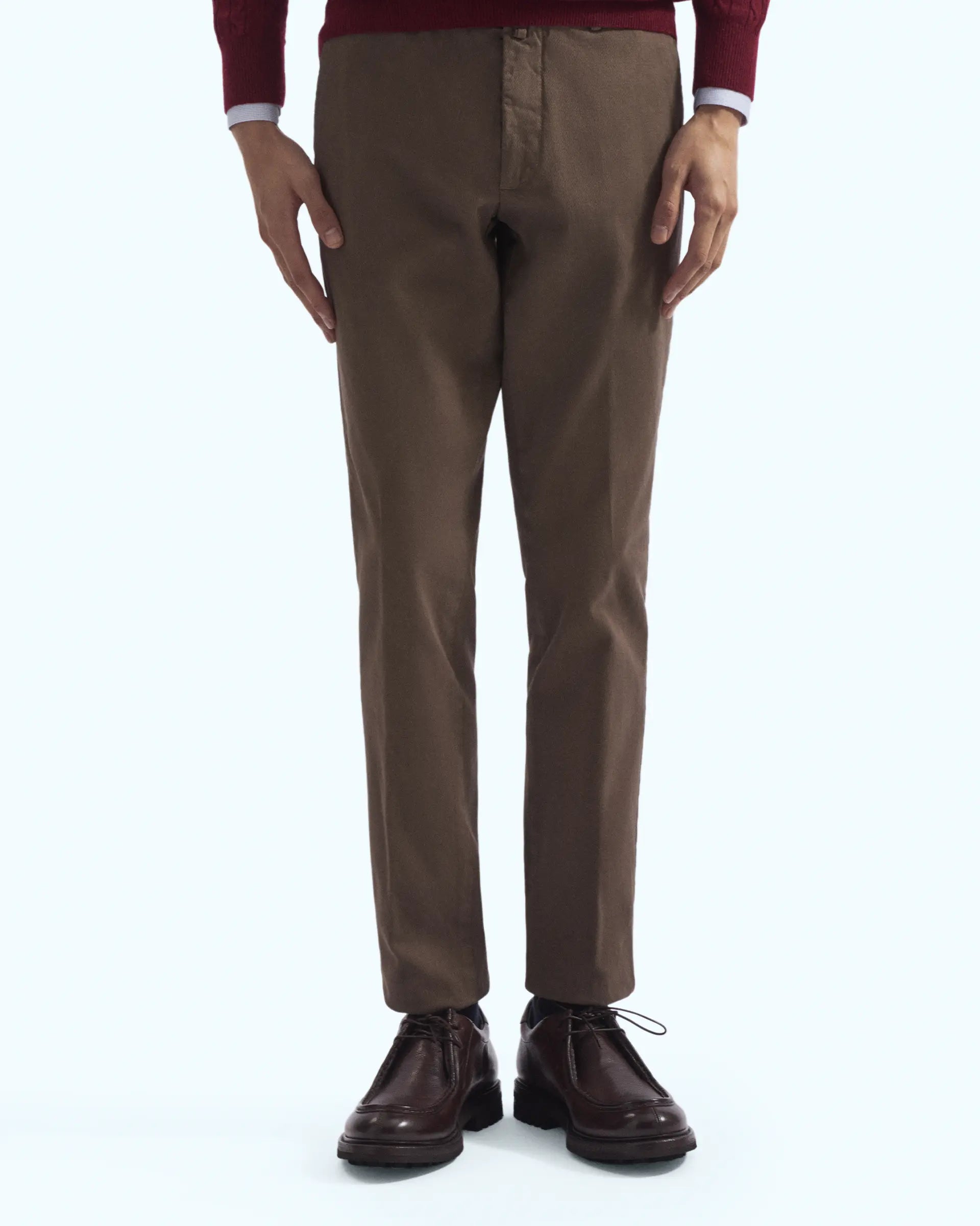 Taupe Cotton Stretch Tricotine Pants