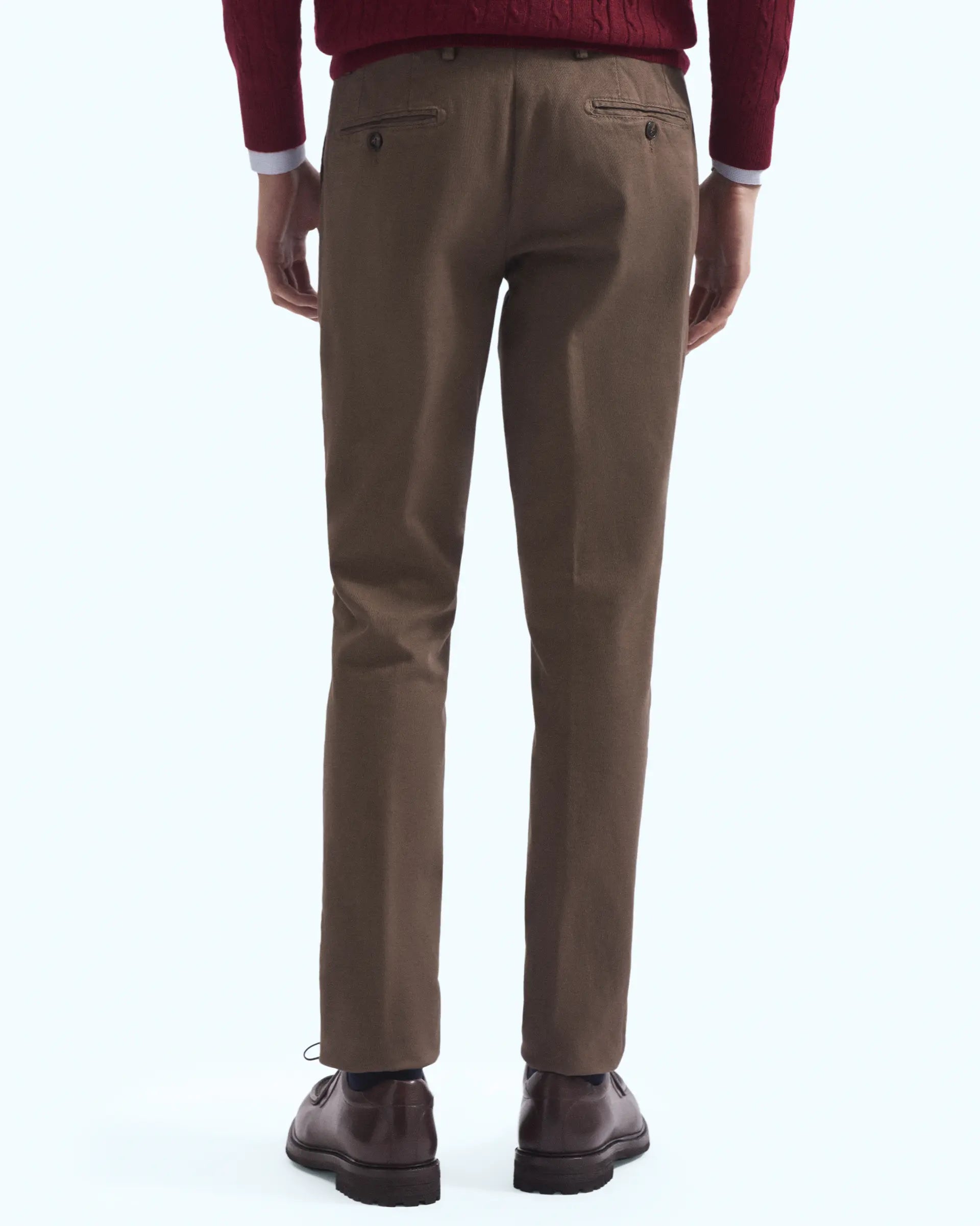 Taupe Cotton Stretch Tricotine Pants