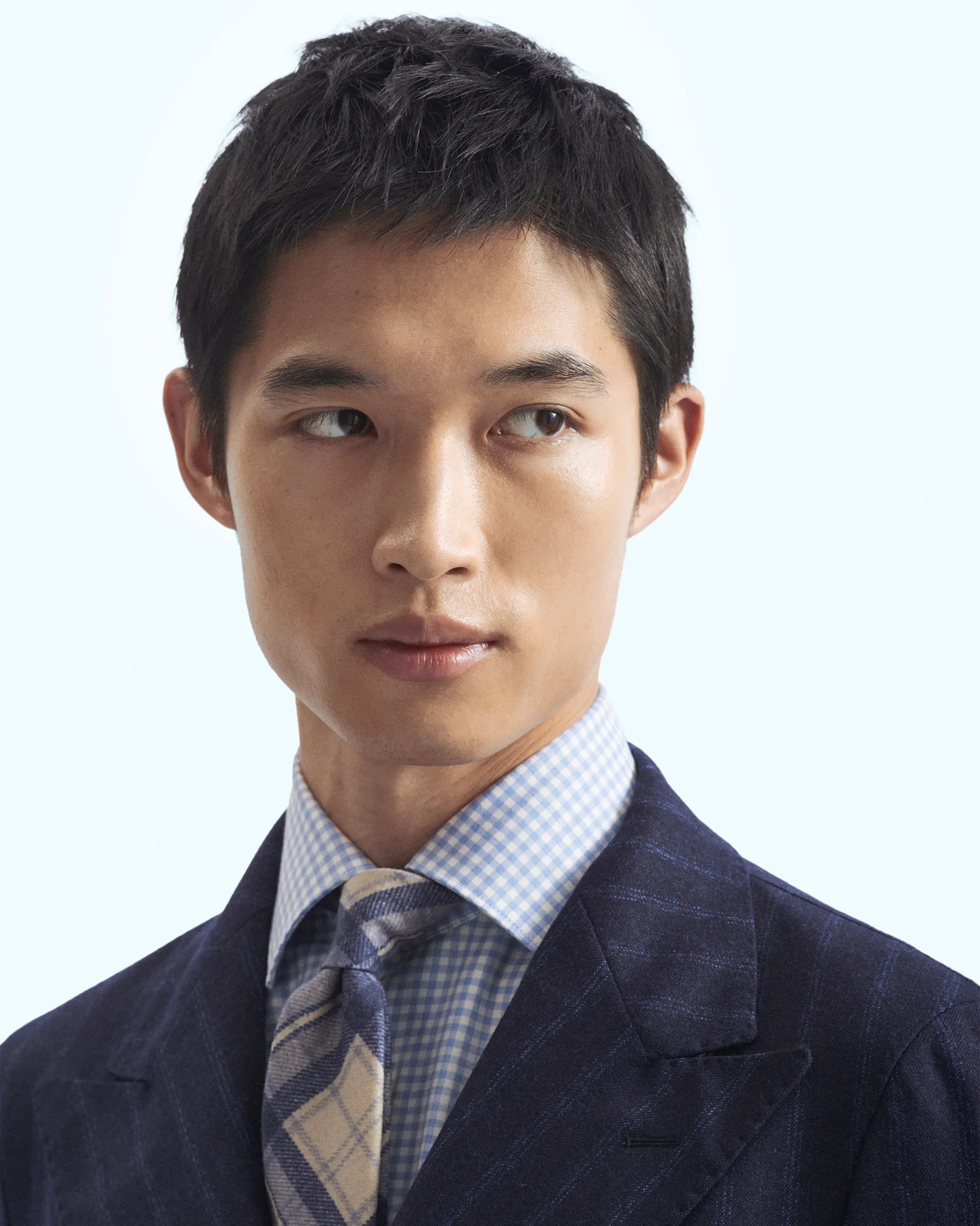 Blue Pinstriped Double Breasted Wool-Loro Piana fabric