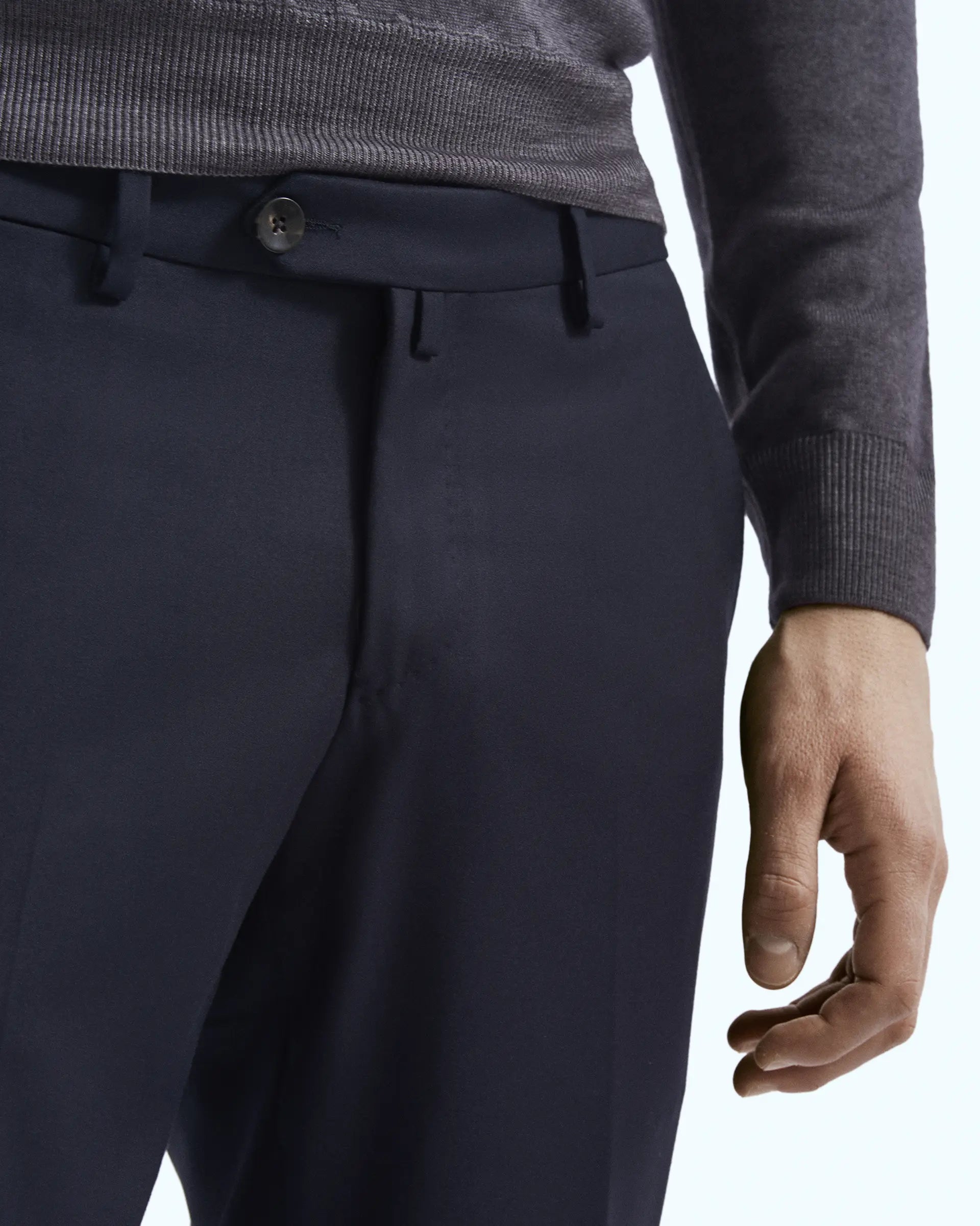 Blue  Wool Stretch Pants