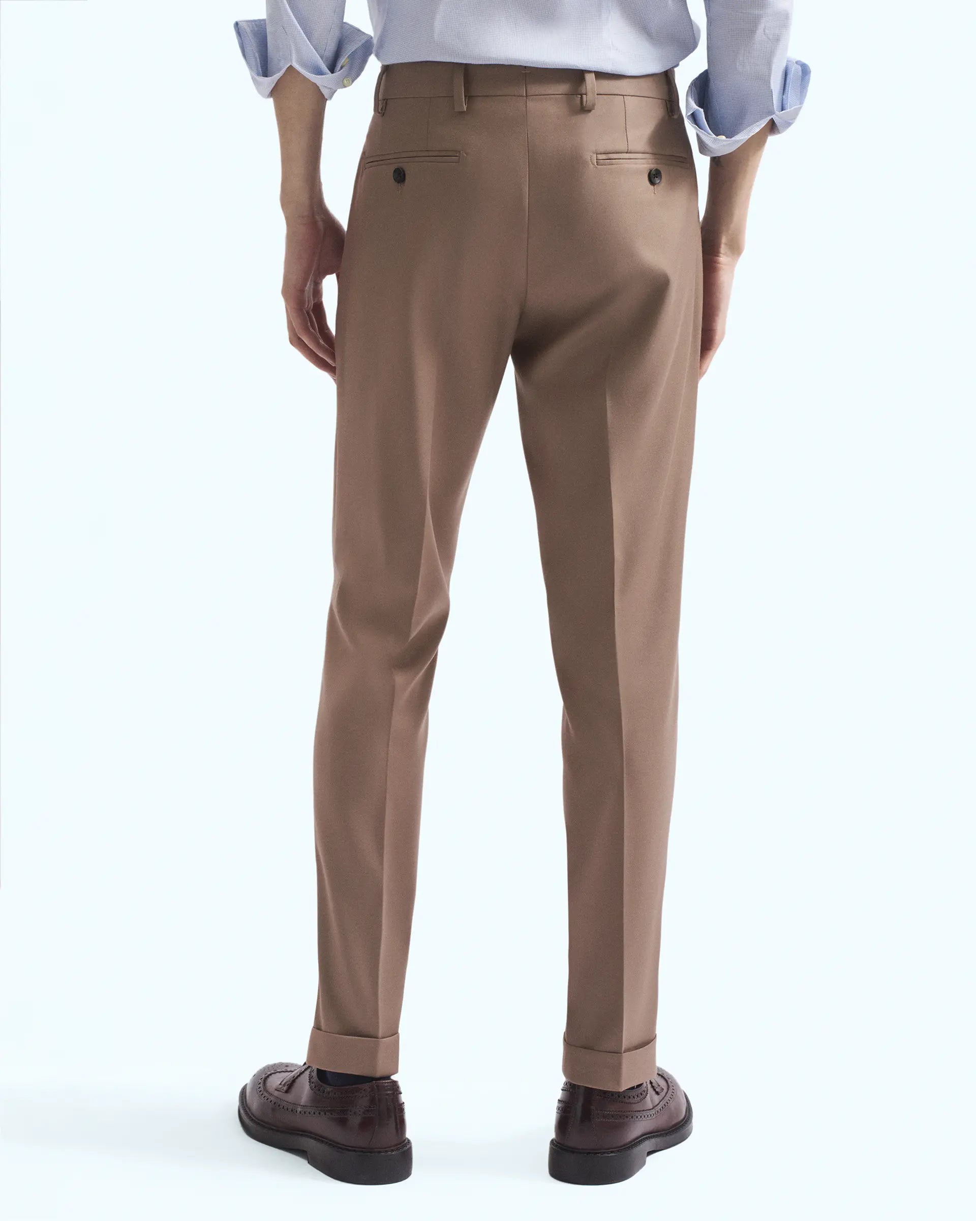 Beige Wool Stretch Pants