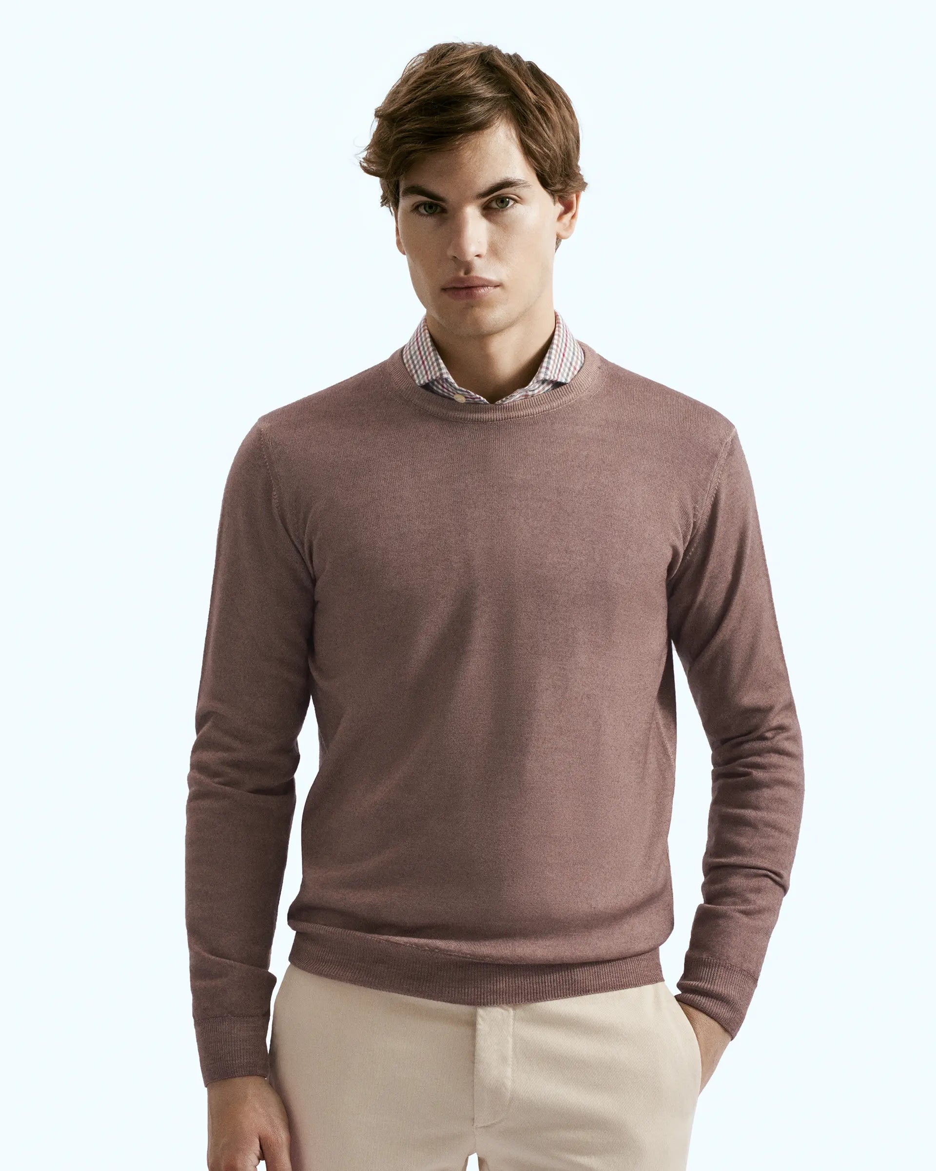 Brown Crewneck Merinos Wool Sweater