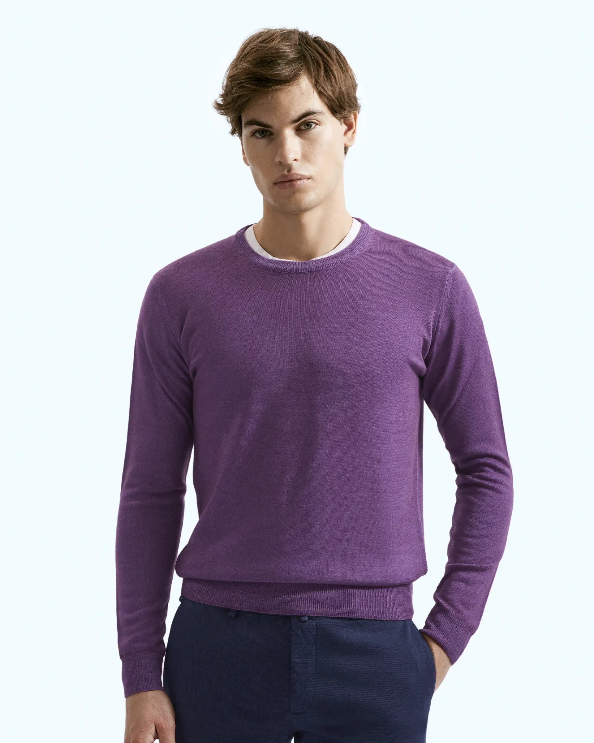 Purple Crewneck Merinos Wool Sweater