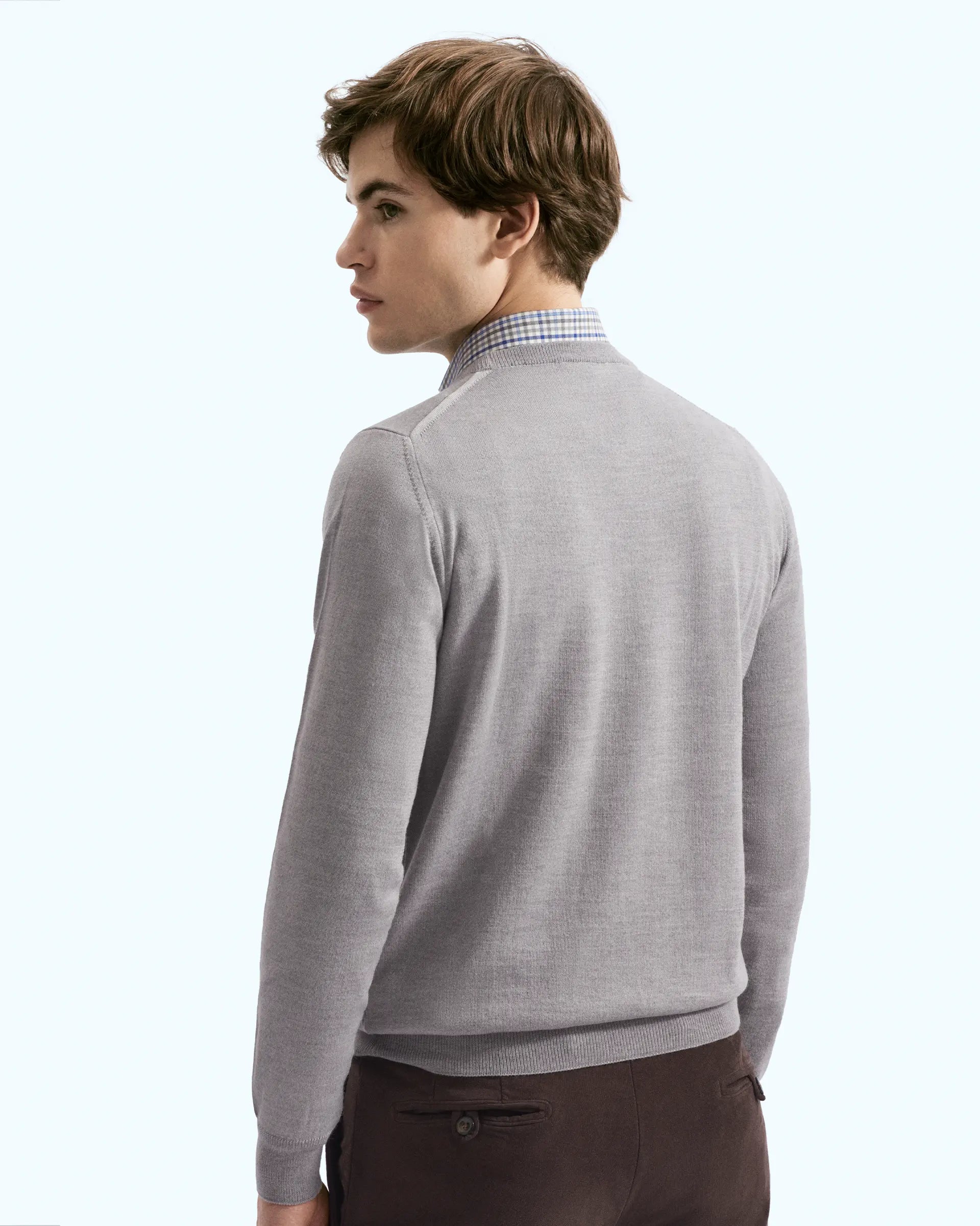 Grey Wool Merinos Crewneck Sweaters