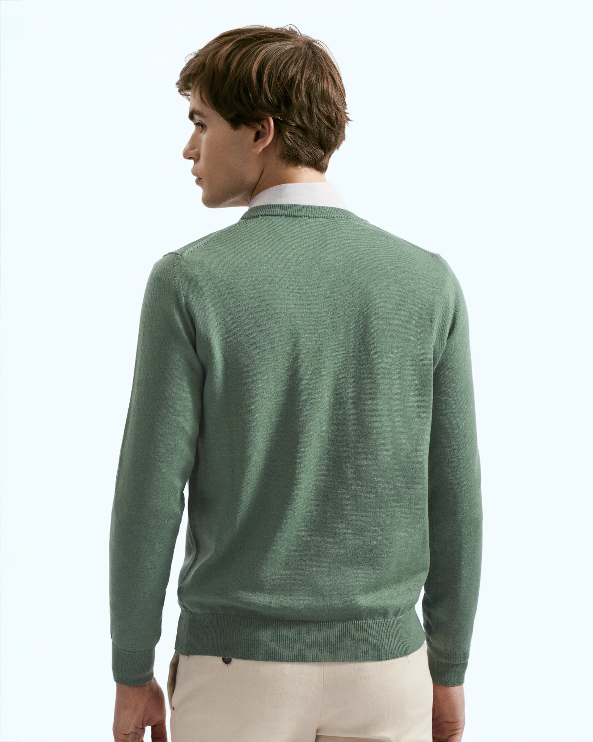 Green Merinos Crewneck Sweaters