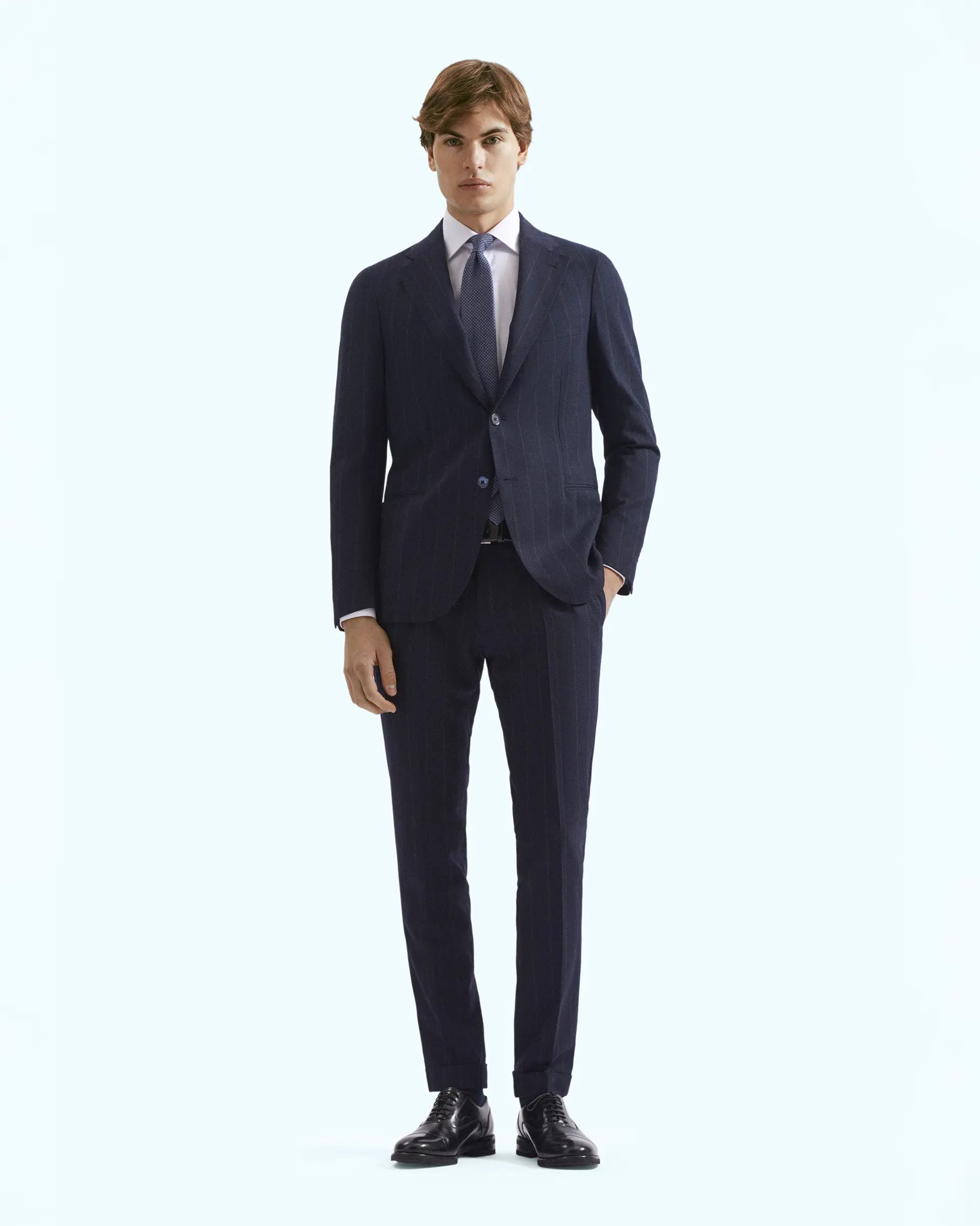 Blue Pinstripe Wool Suits