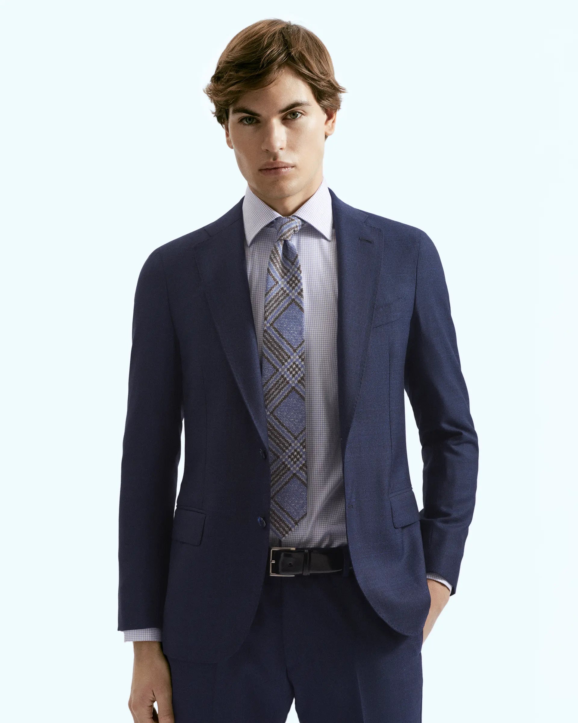 Blue Prince of Wales Wool Suits