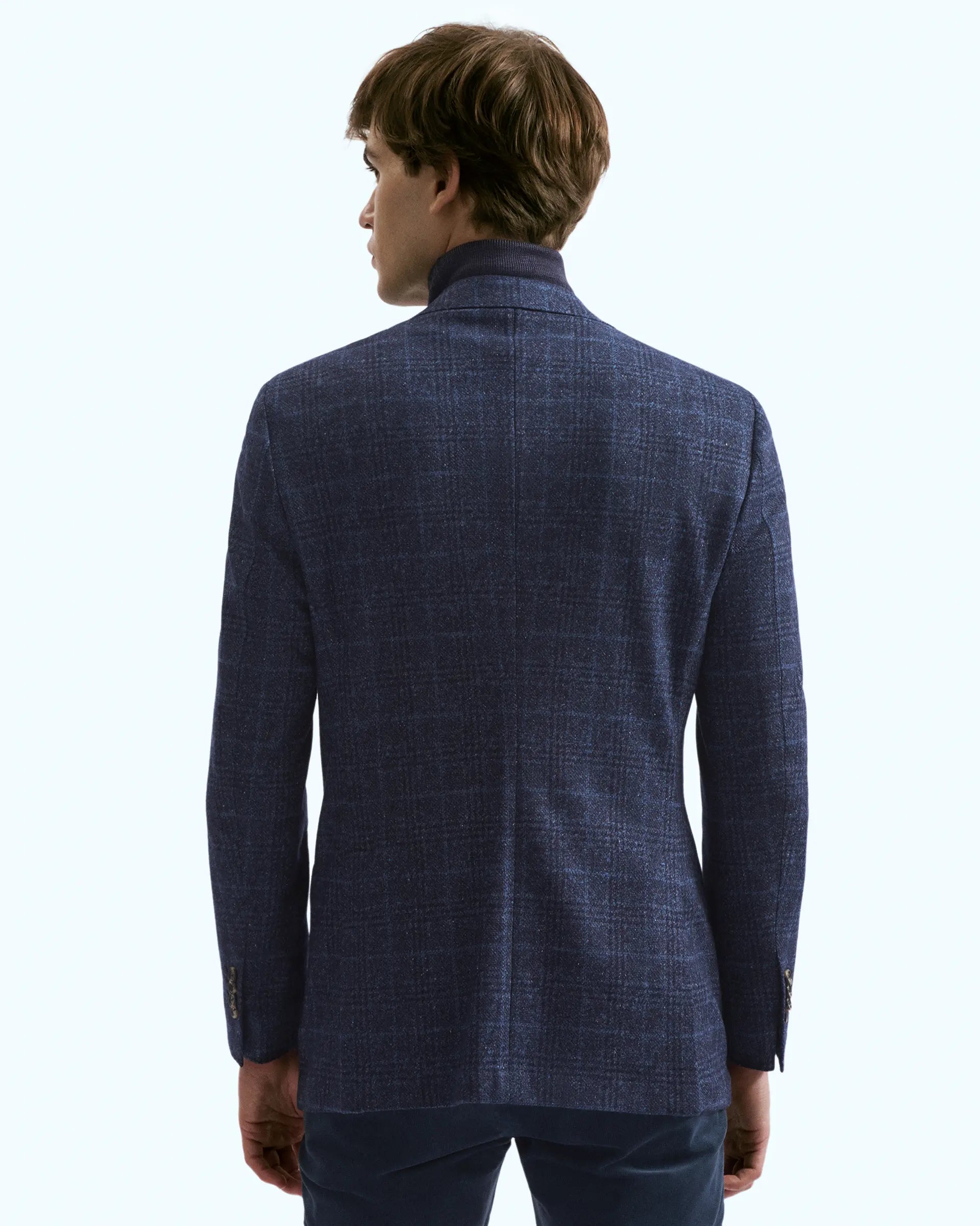 Blue prince of wales Wool Jacket. Vitale Barberis & Canonico Fabric