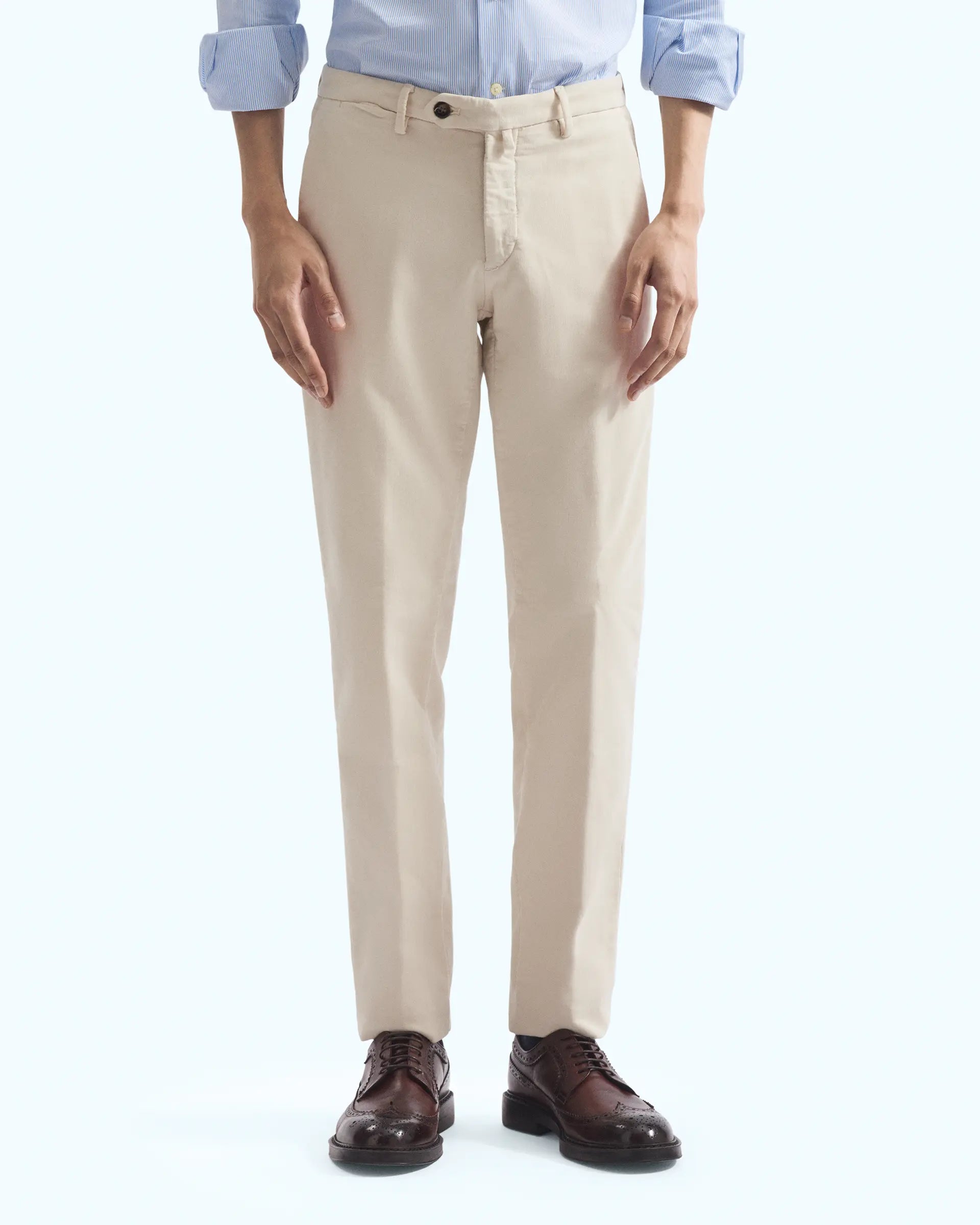 Cream Velvet Cotton Stretch Pants