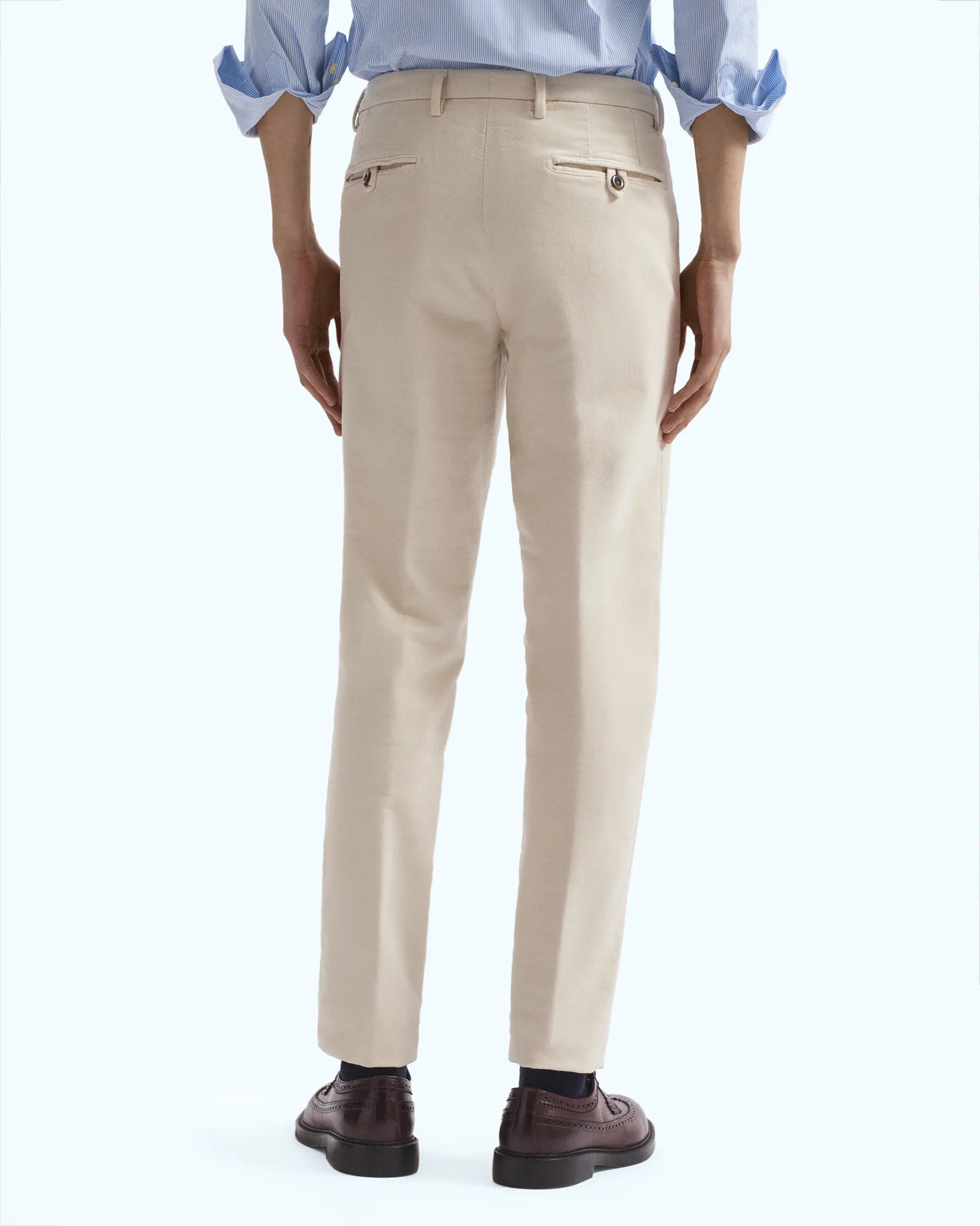 Cream Velvet Cotton Stretch Pants