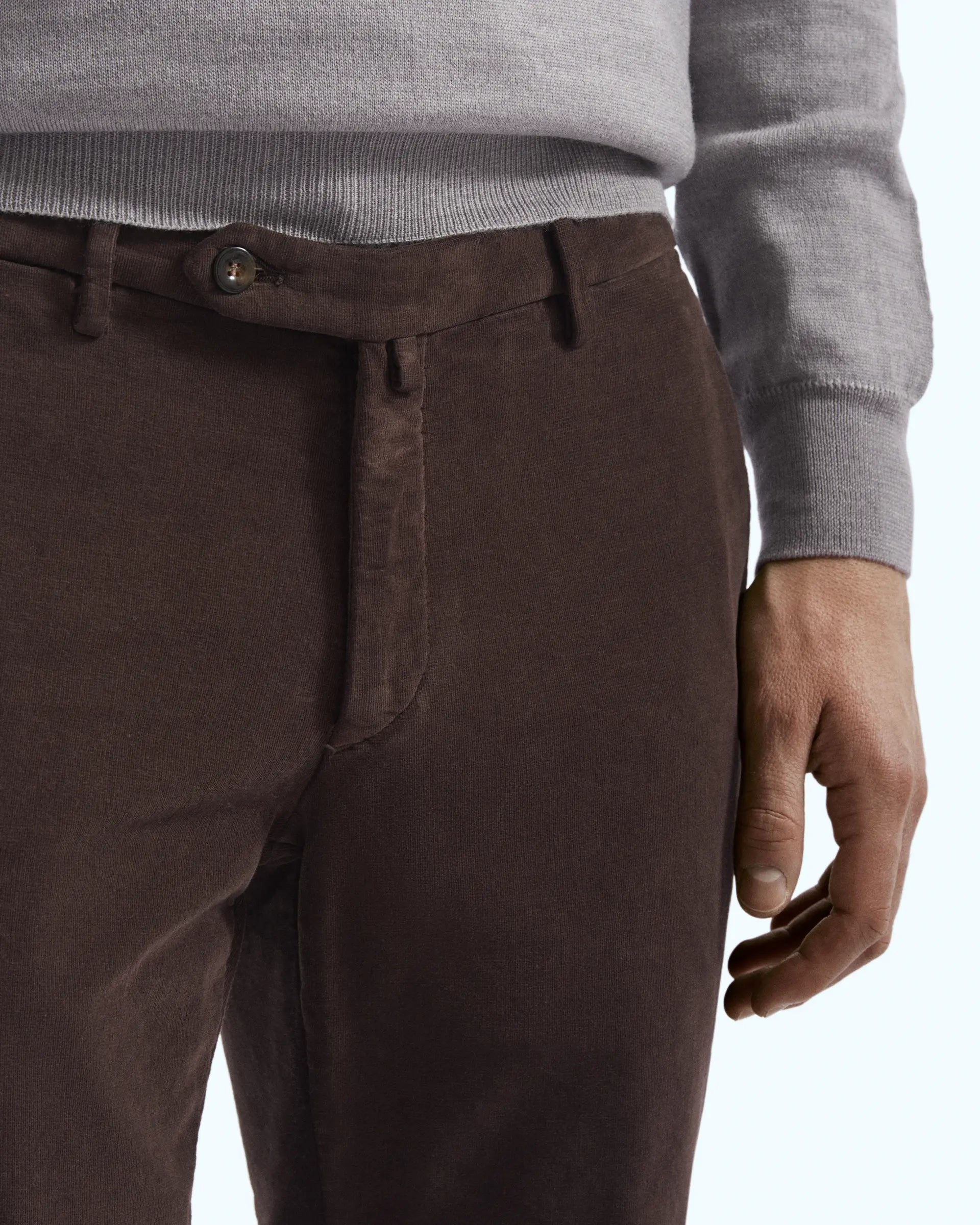 Brown  Velvet Cotton Stretch Pants