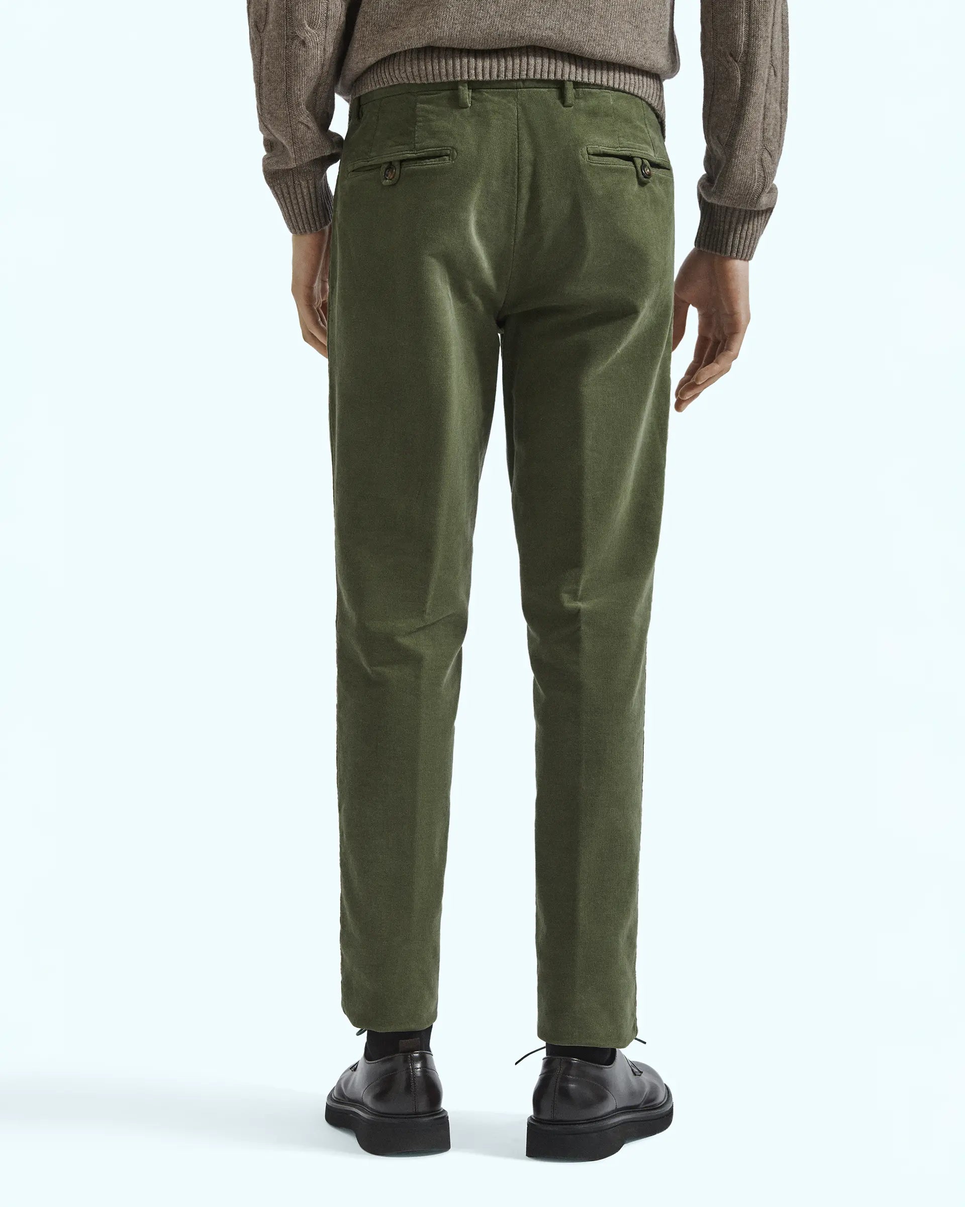 Green Velvet Cotton Stretch Pants