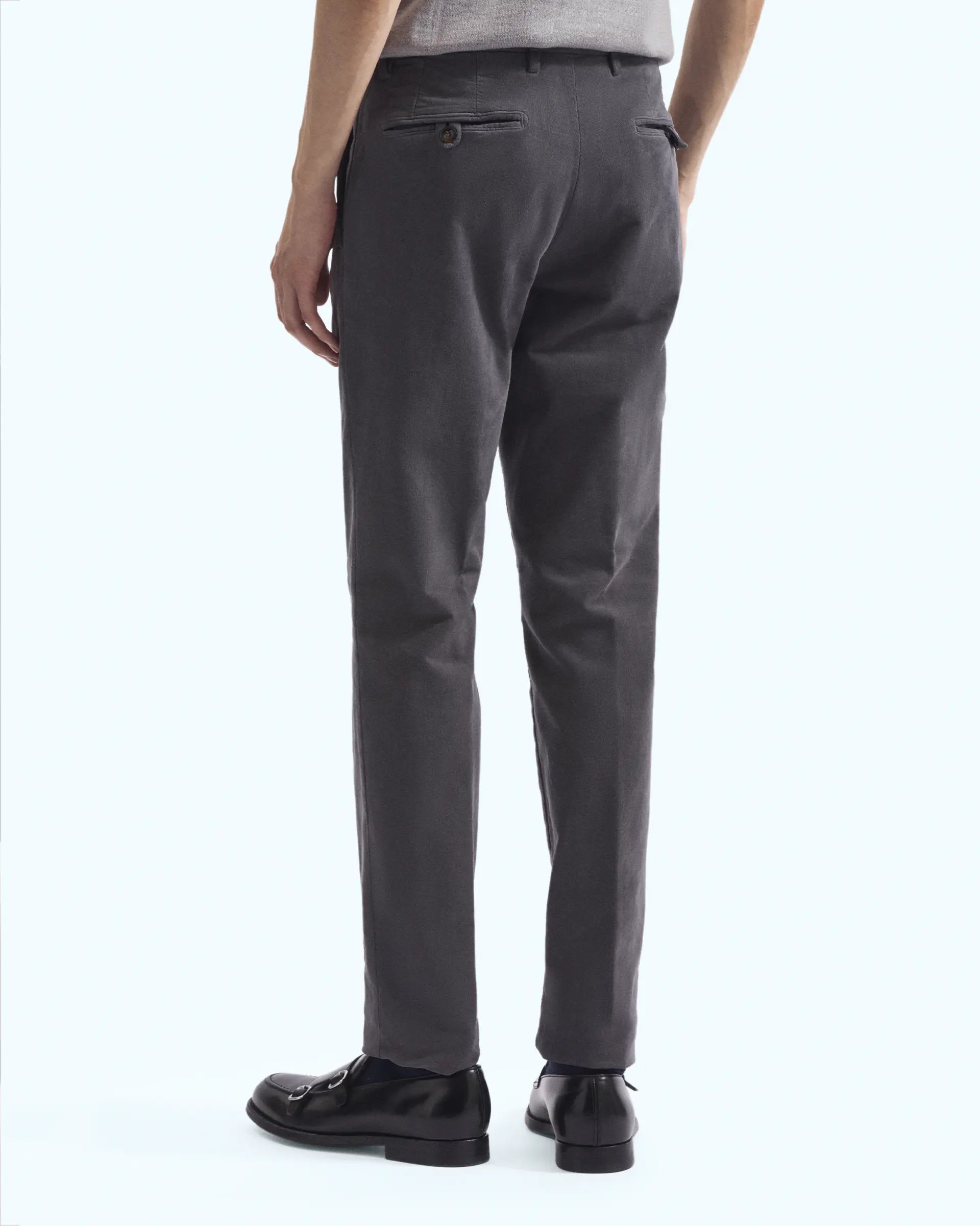 Grey Velvet Cotton Stretch Pants