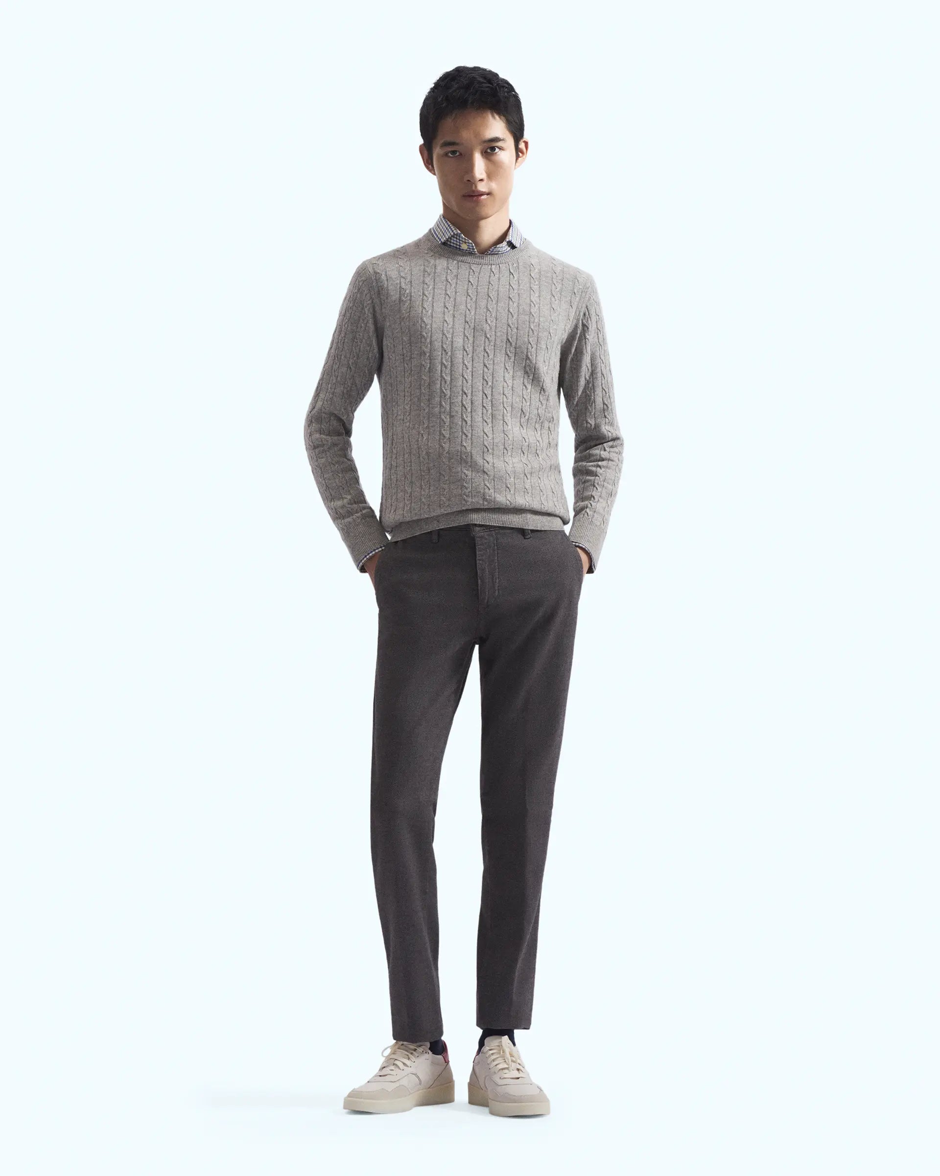 Dark Grey Piquet Cotton Stretch