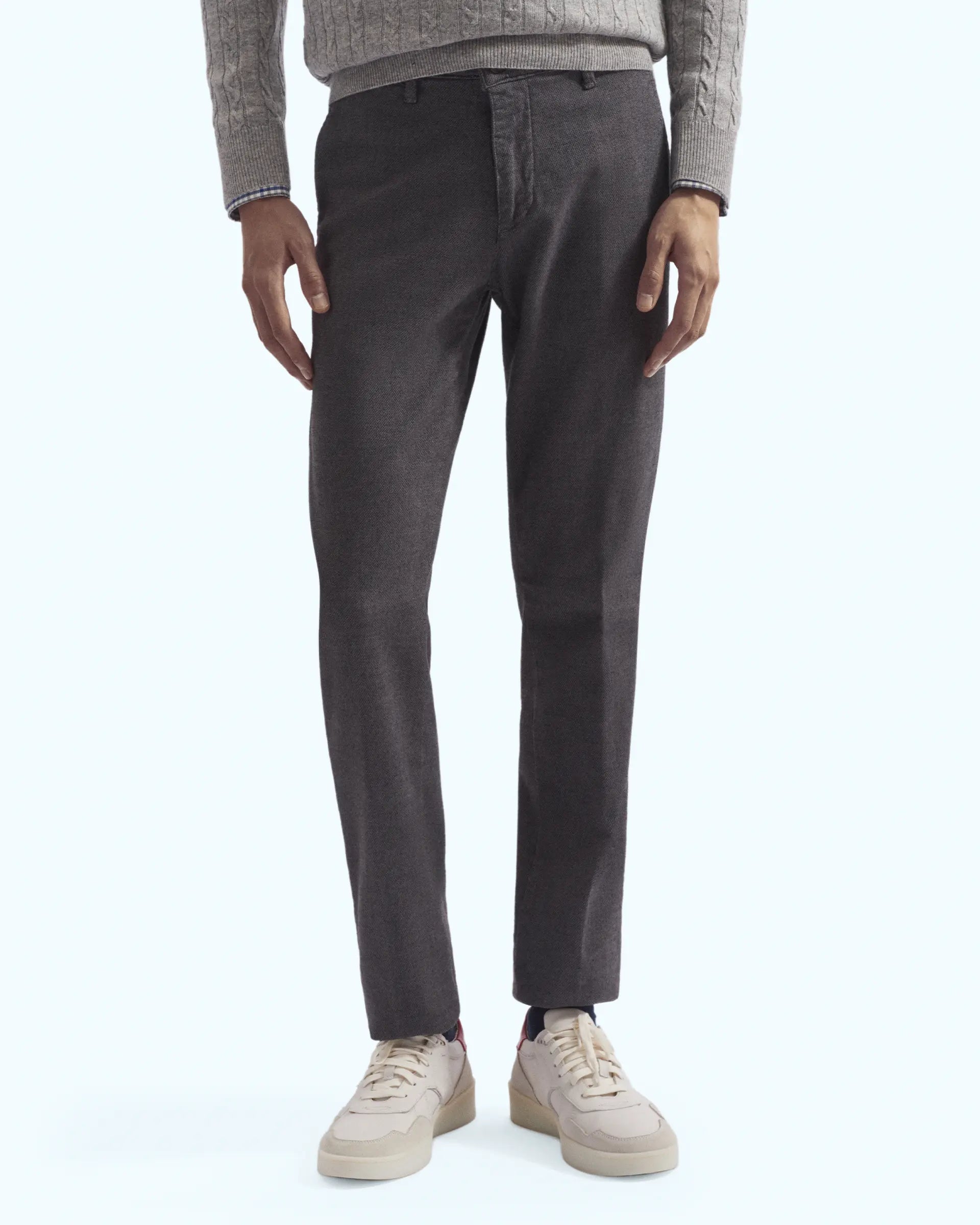 Dark Grey Piquet Cotton Stretch