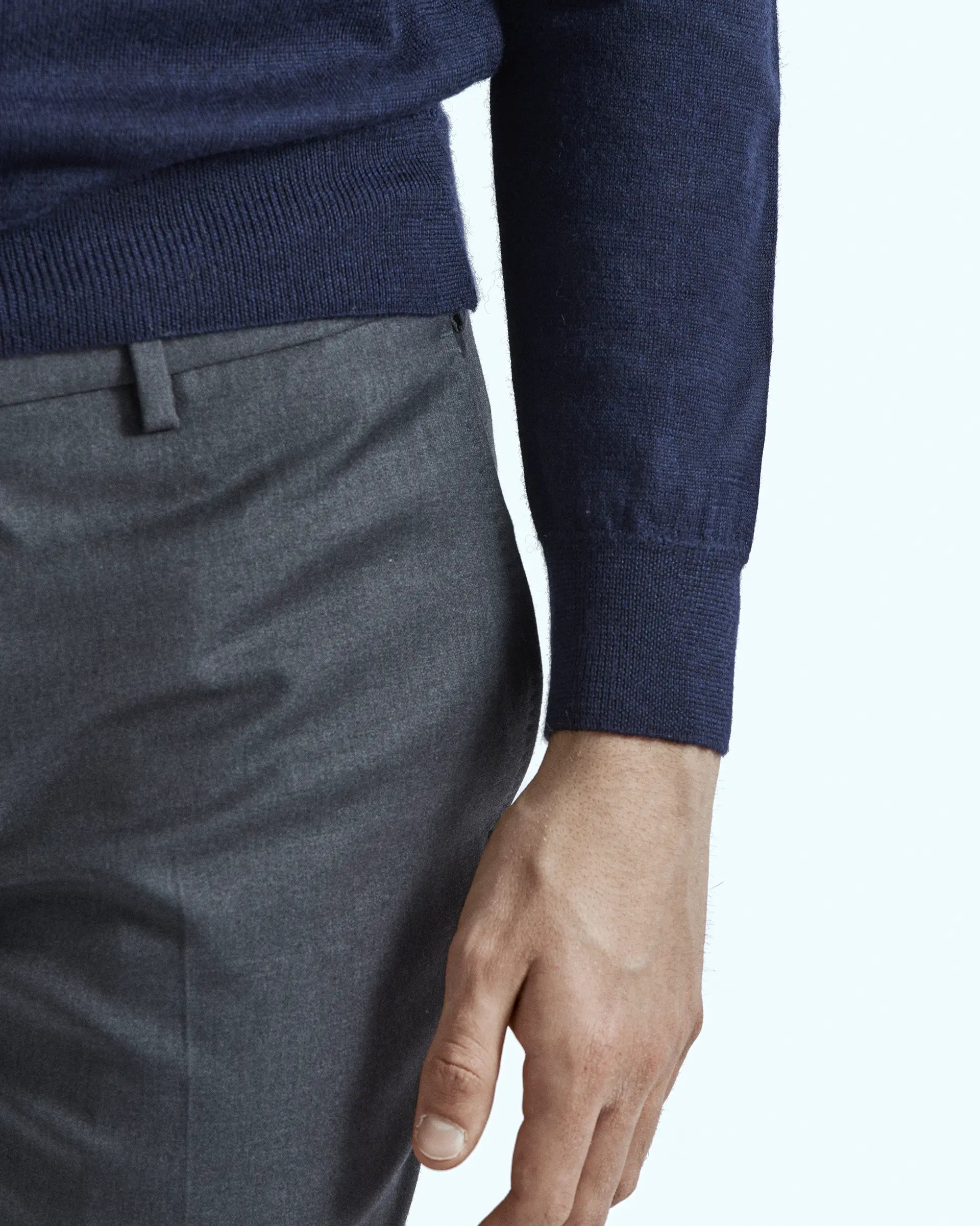 Half Zip Blue in pure extrafine merino wool Harmony