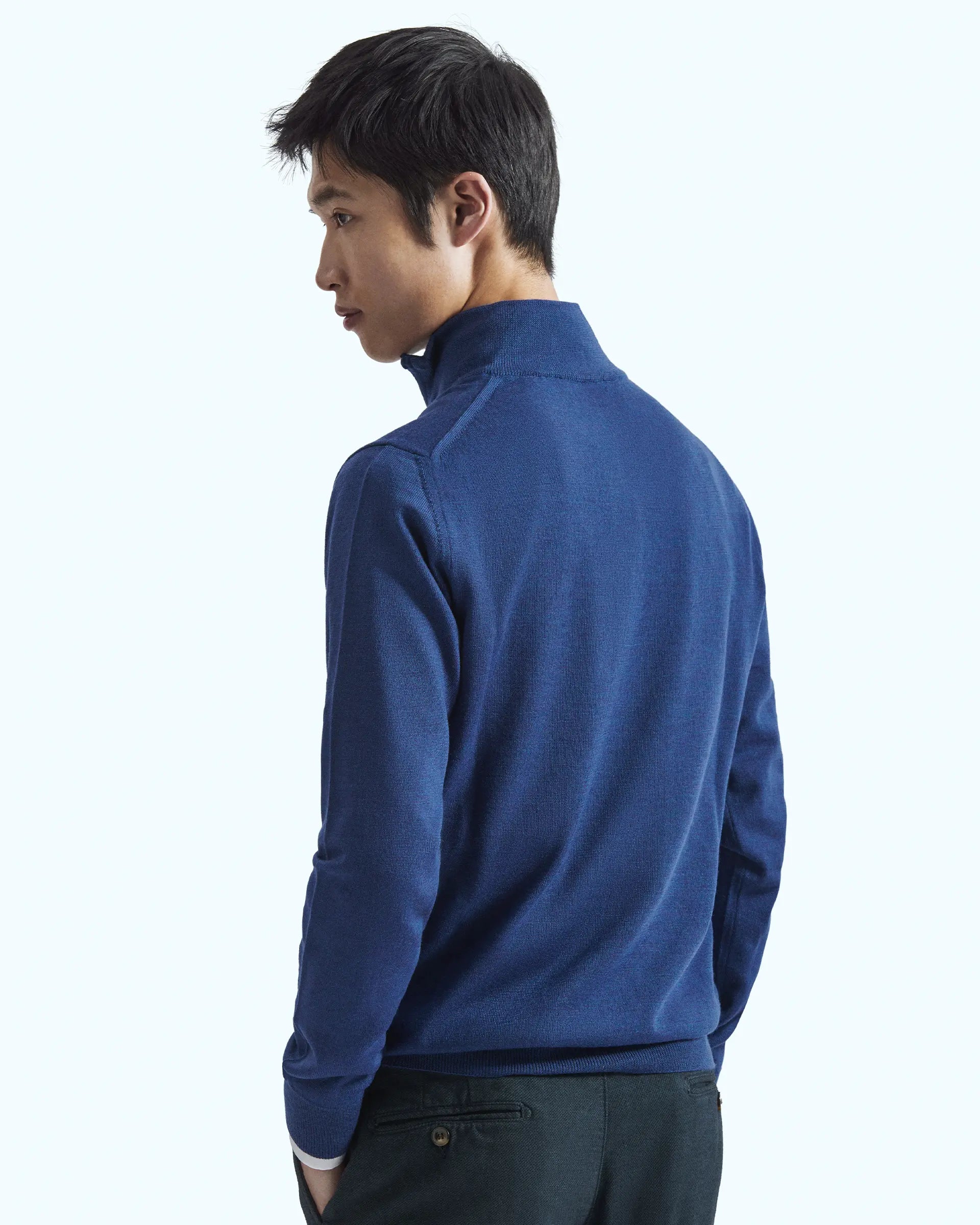 Half Zip Bluette in pure extrafine merino wool Harmony