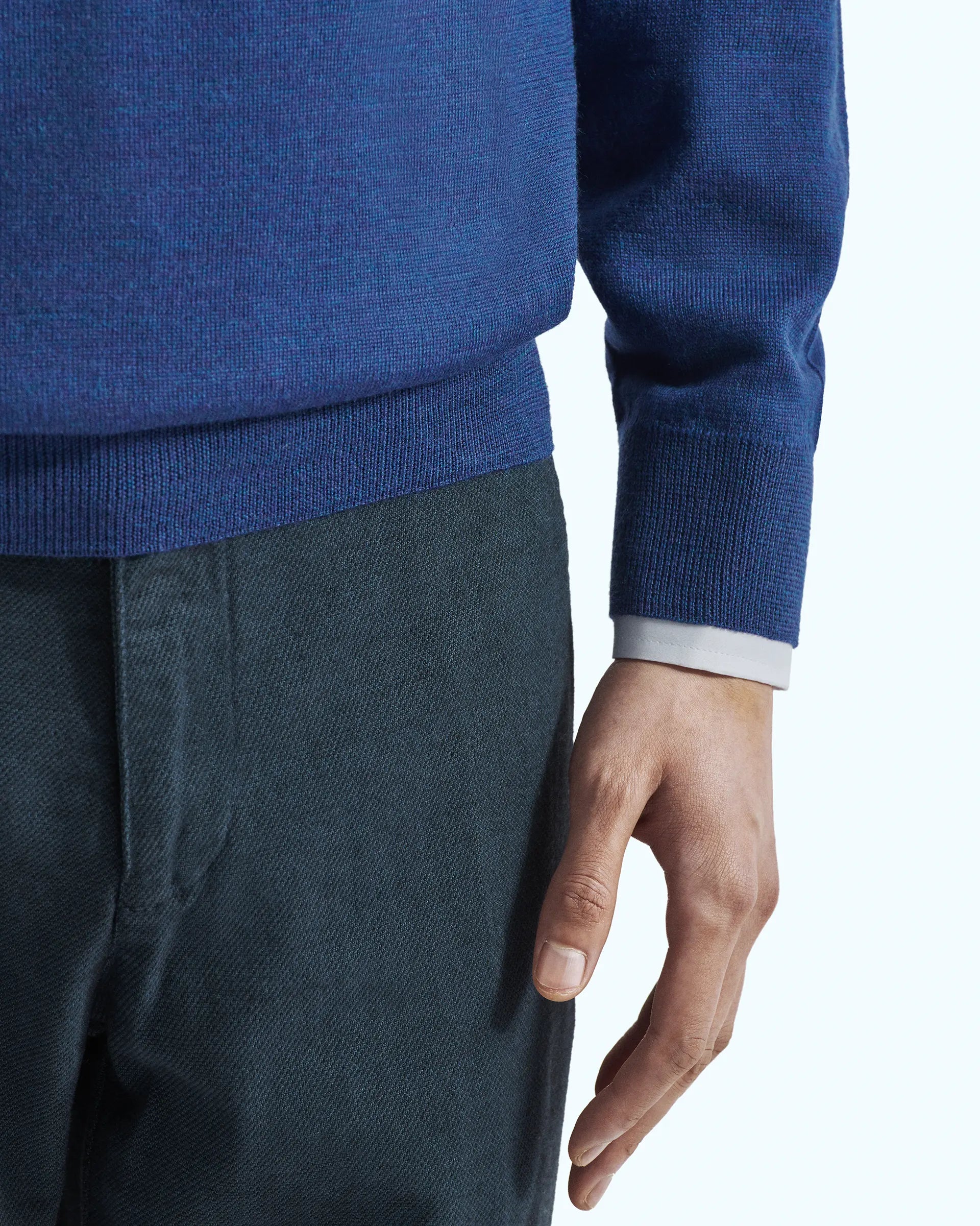 Half Zip Bluette in pure extrafine merino wool Harmony