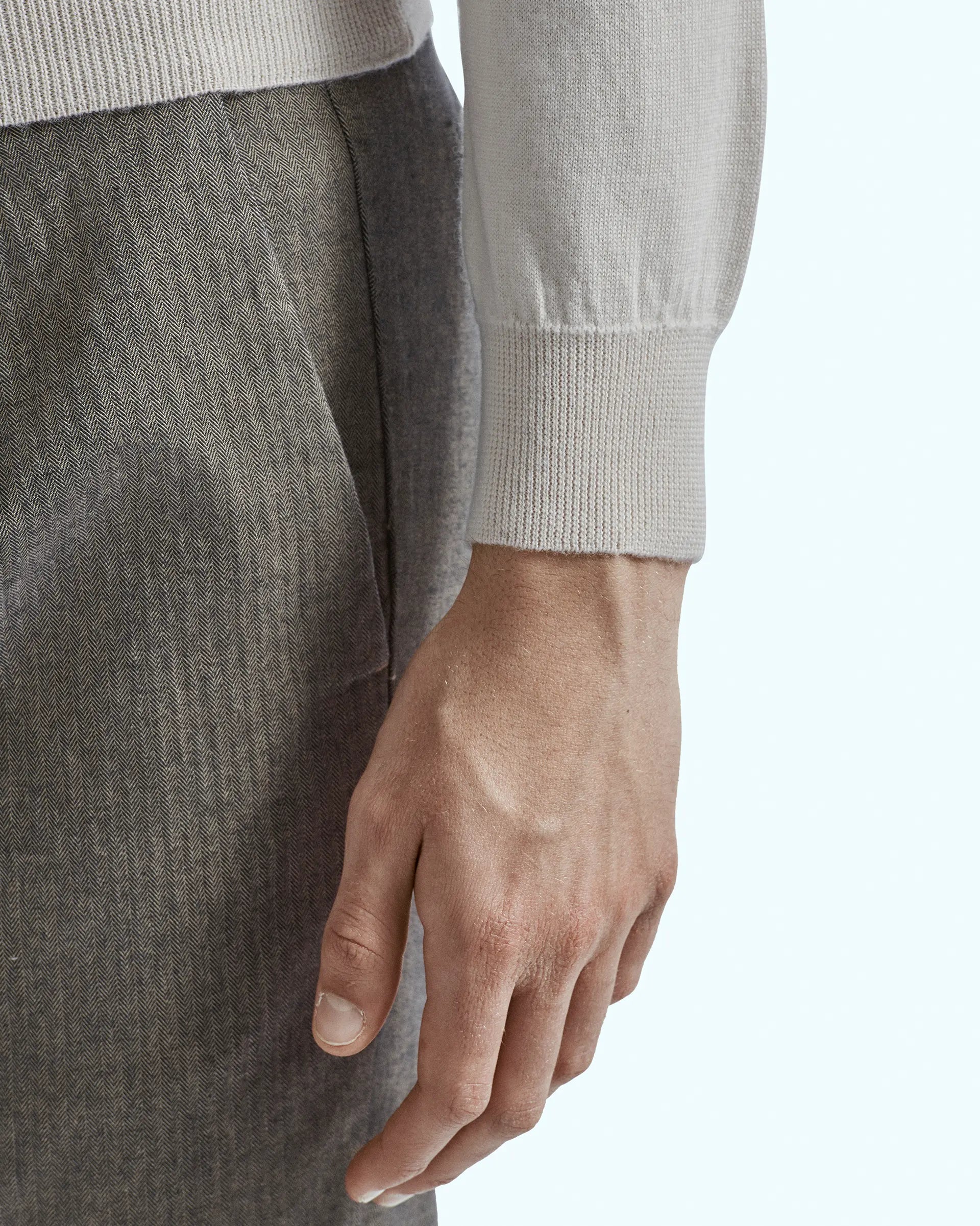 Half Zip Grey  in pure extrafine merino wool Harmony