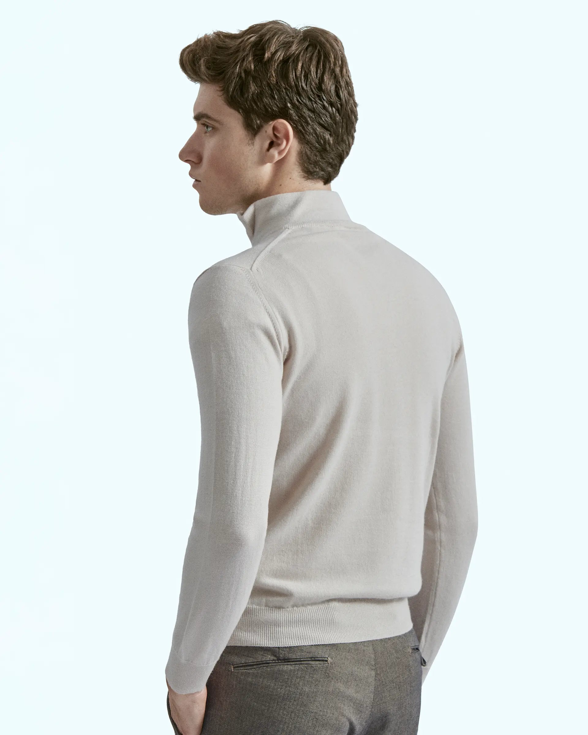 Half Zip Grey  in pure extrafine merino wool Harmony