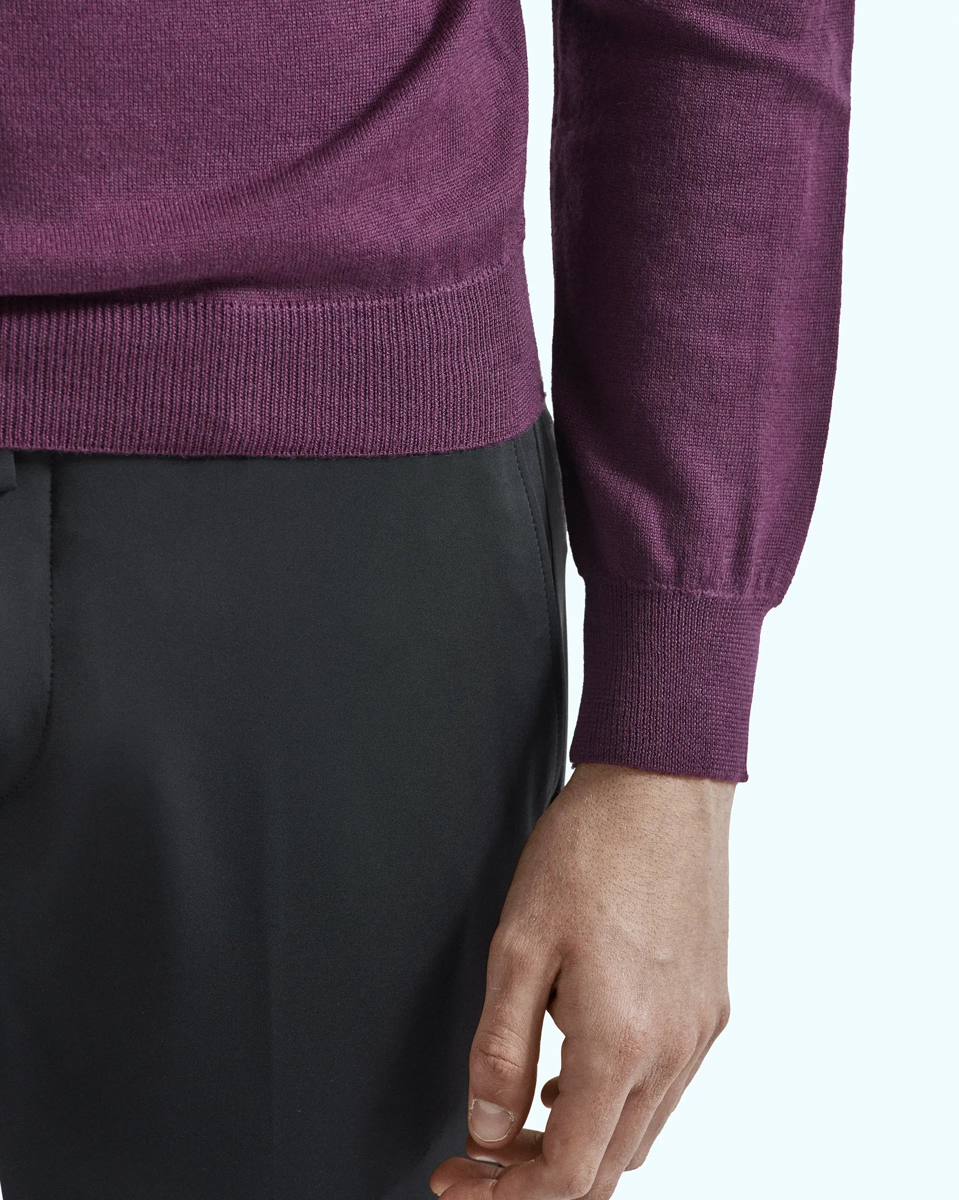 Half Zip Purple in pure extrafine merino wool Harmony