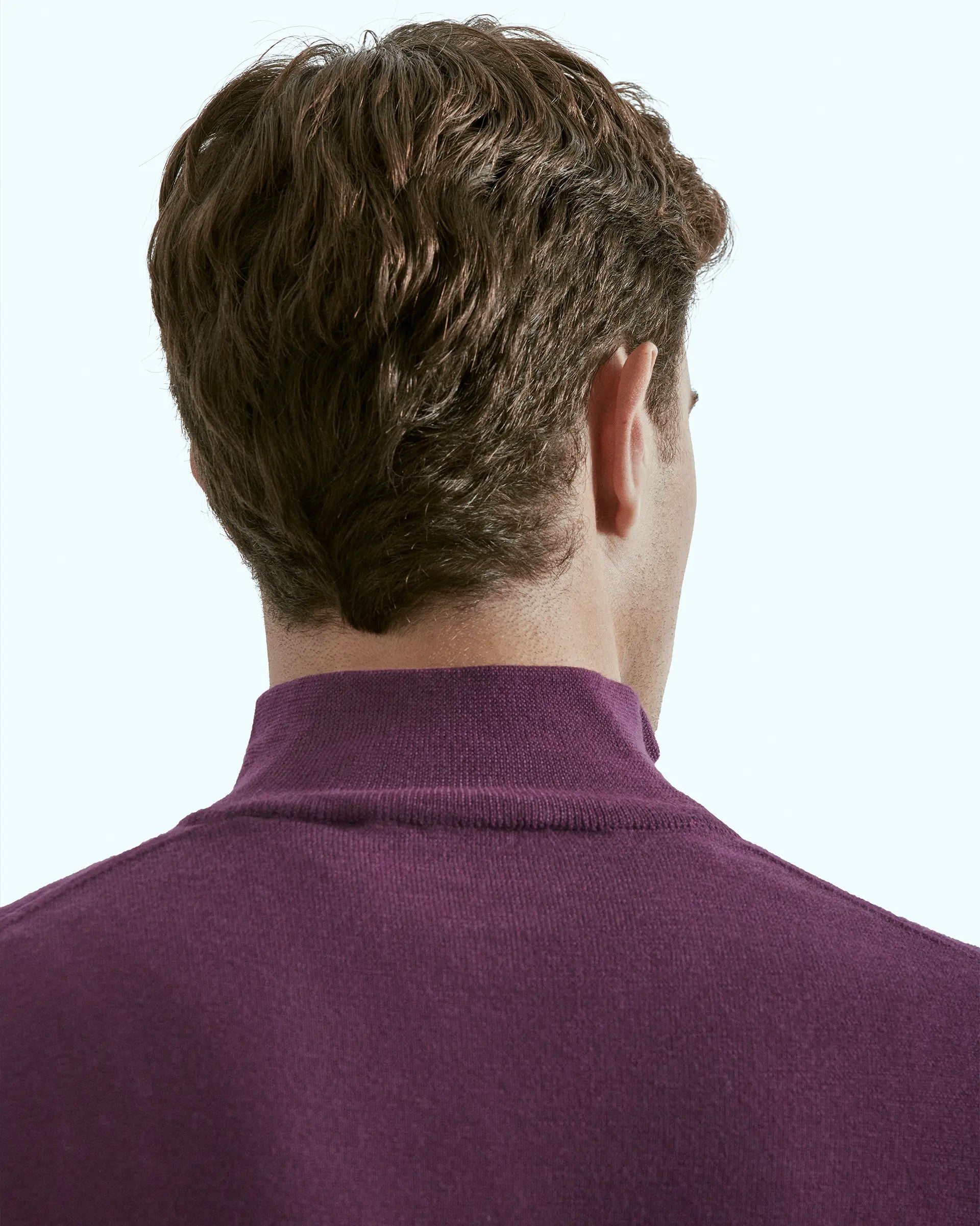 Half Zip Purple in pure extrafine merino wool Harmony