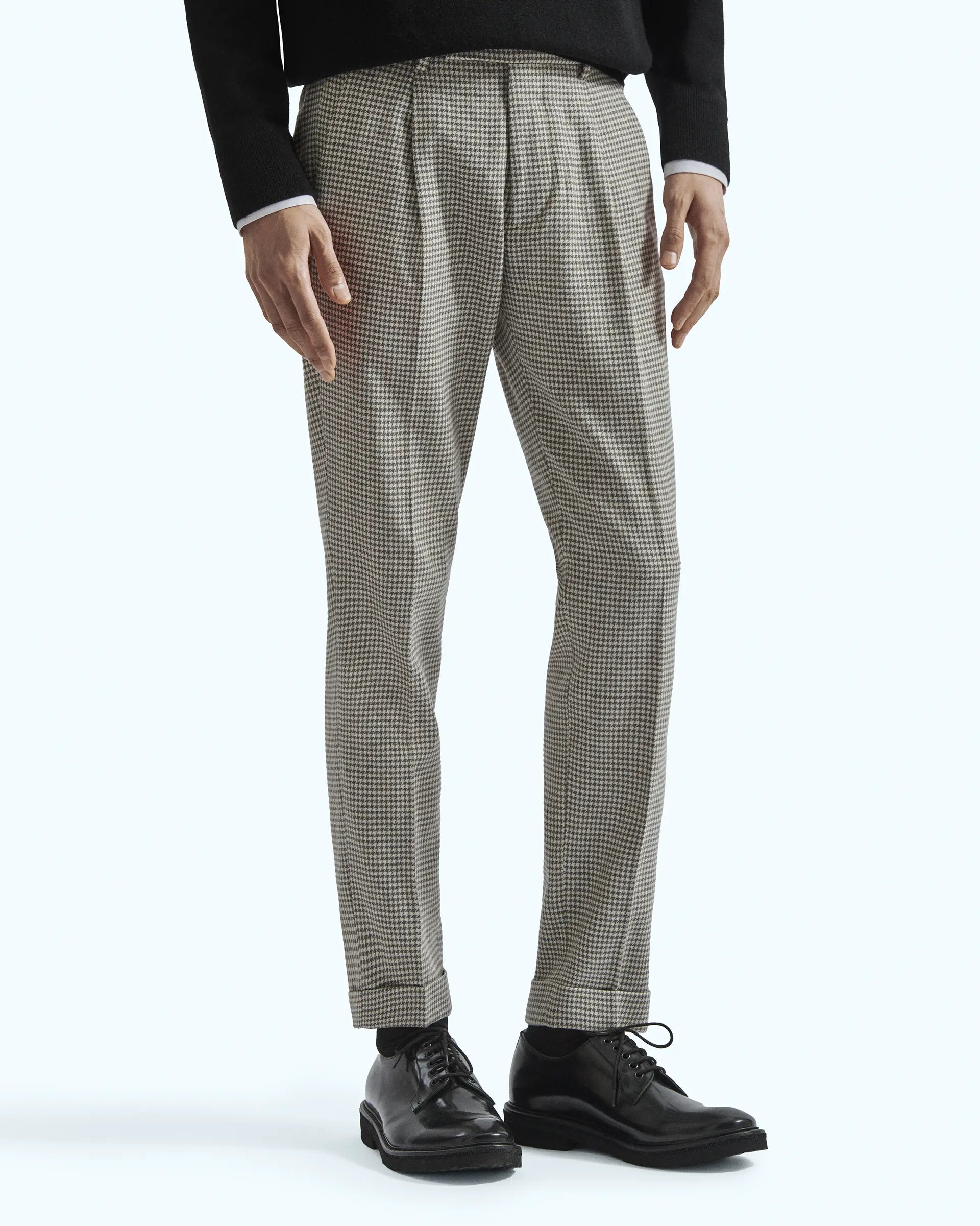 Houndstooth trousers in cotton and wool