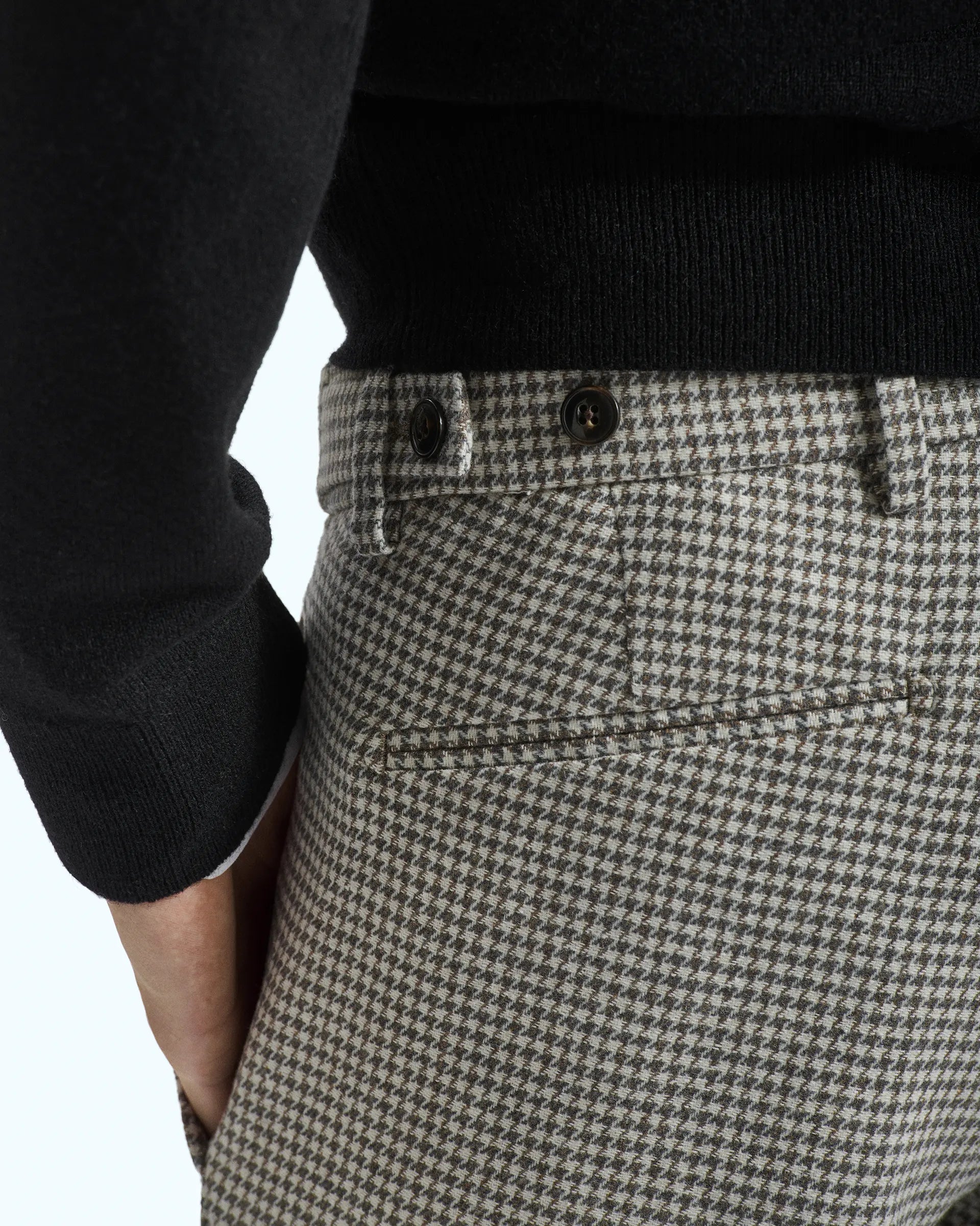 Houndstooth trousers in cotton and wool