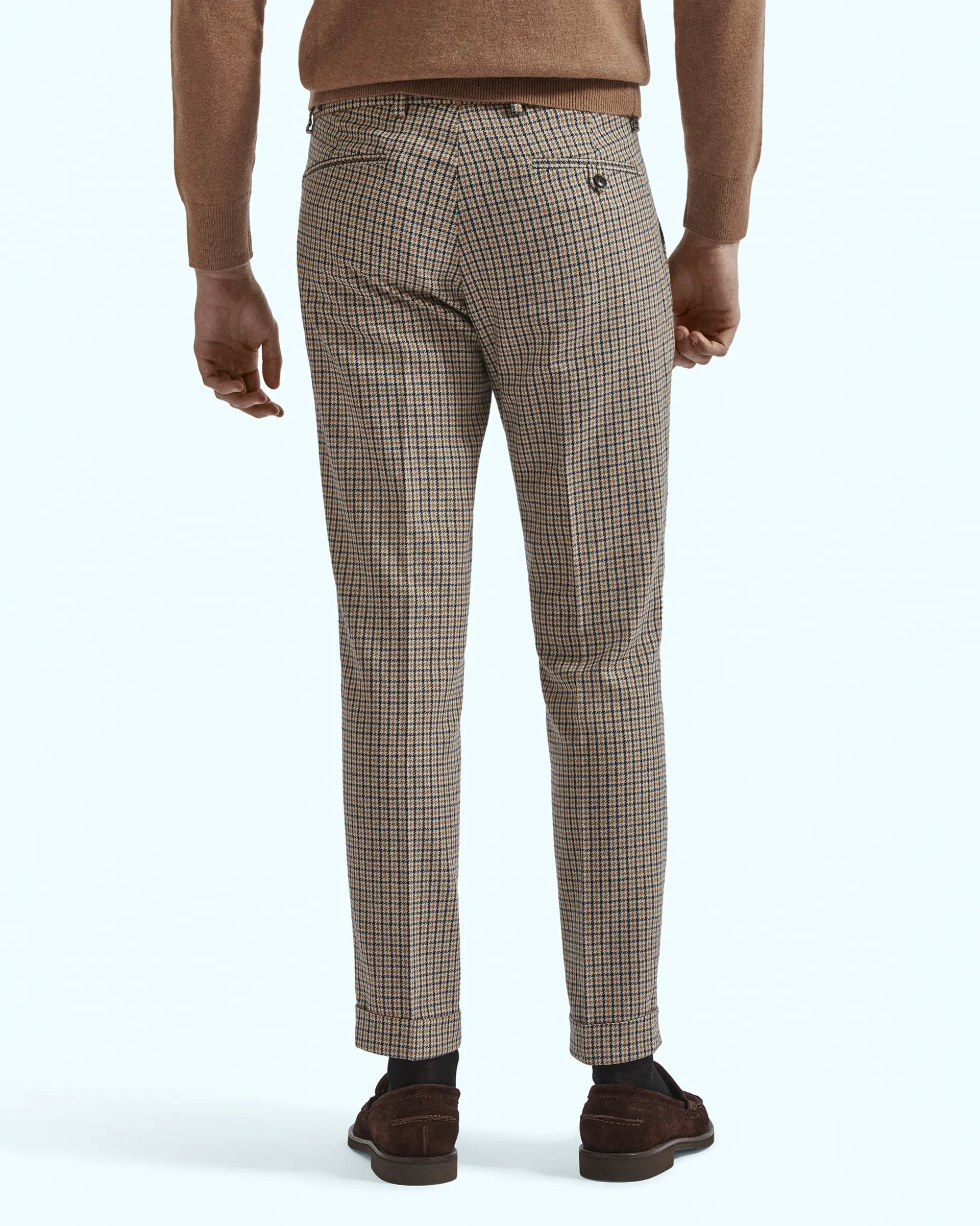 Houndstooth trousers in cotton and wool