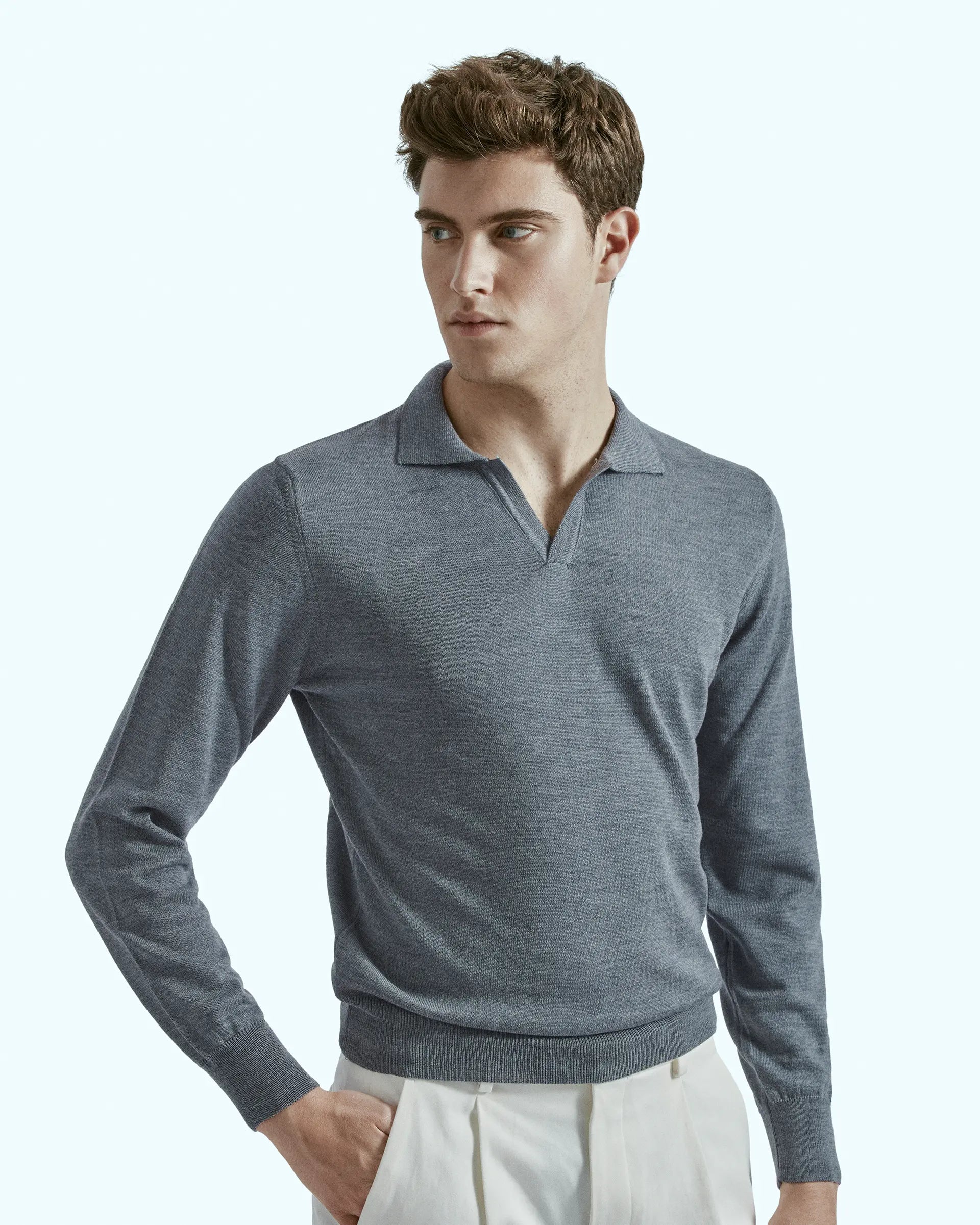 Dark Grey Polo Merinos Wool