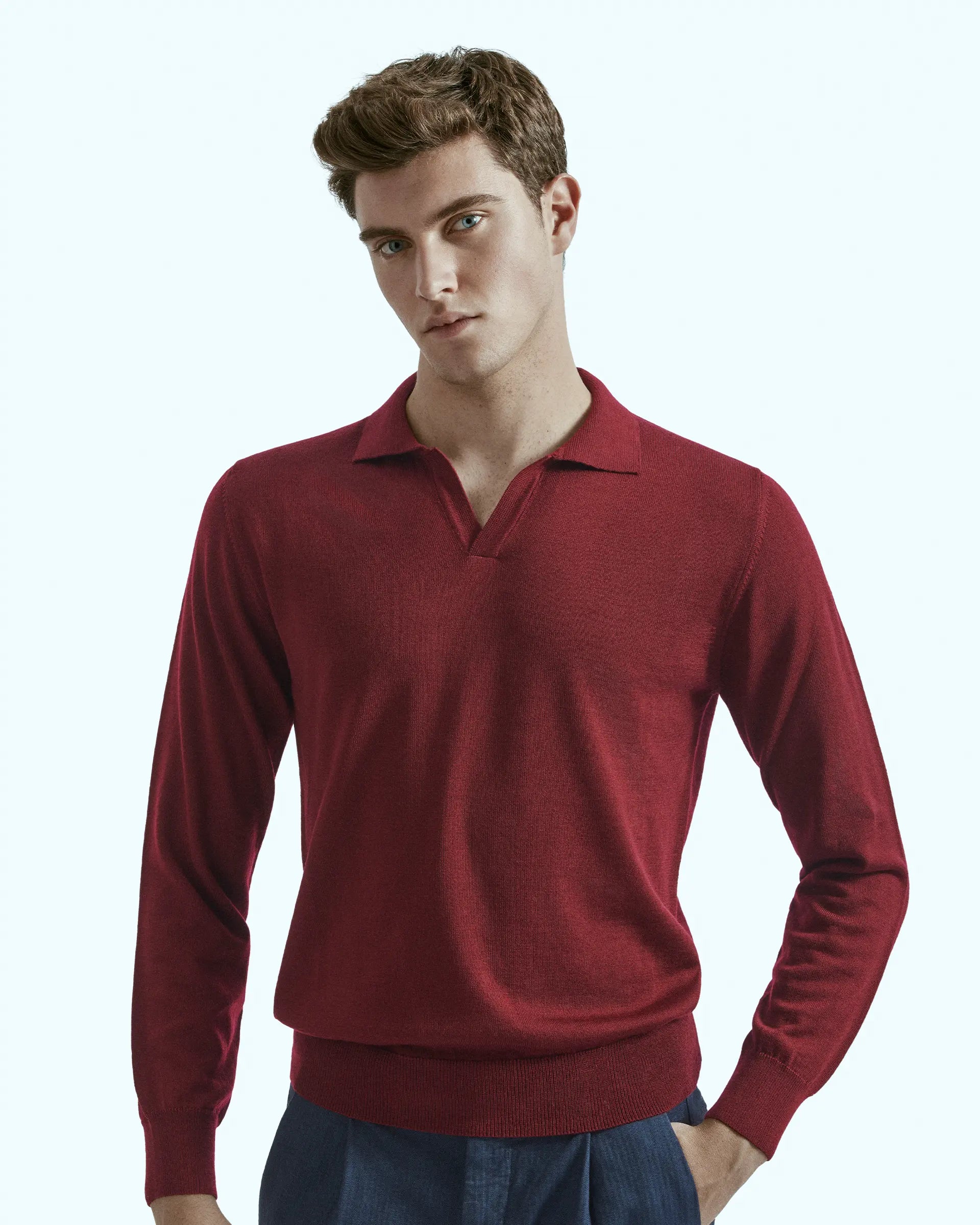 Burgundy Polo Merinos Wool