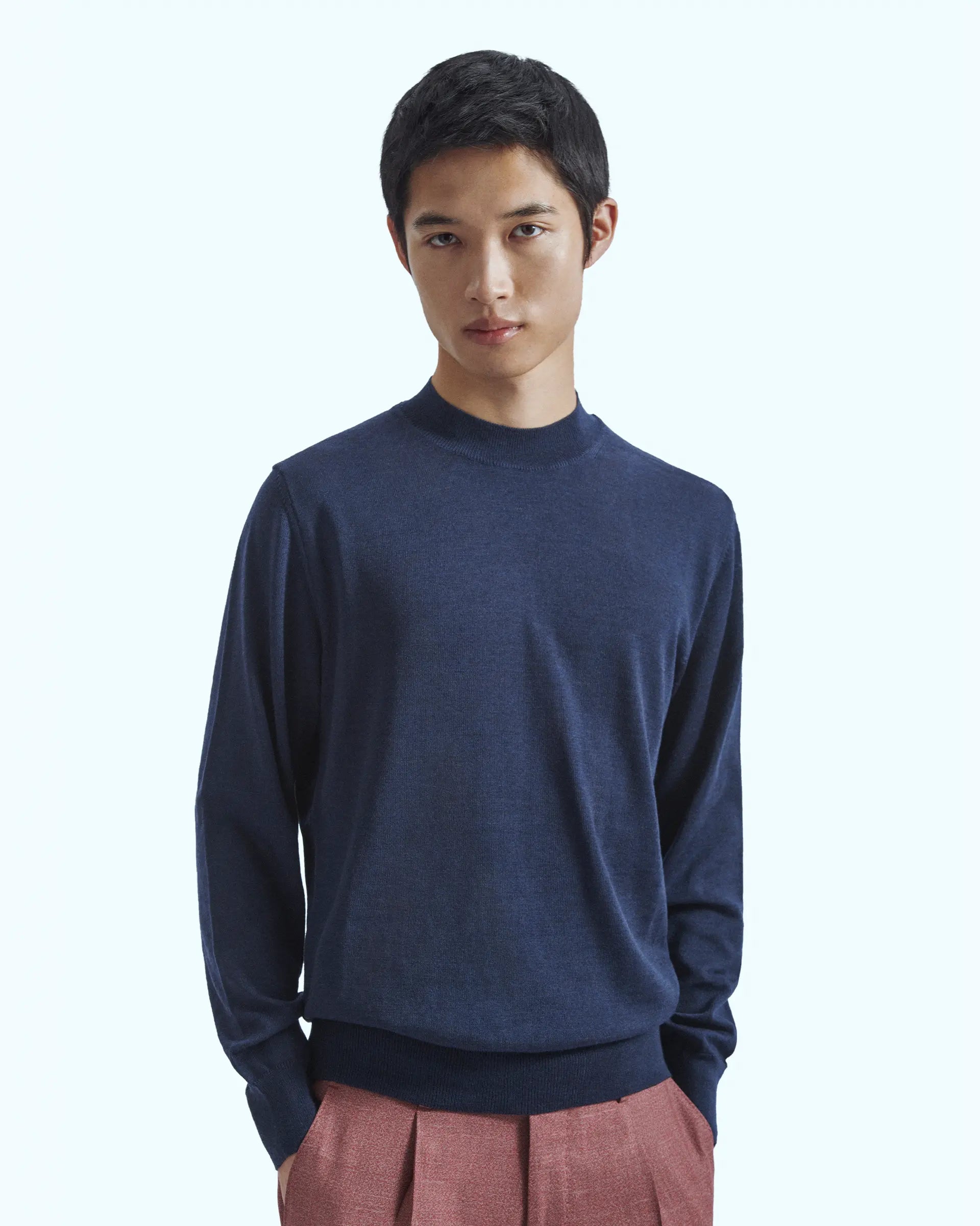 Blue Turtleneck Merinos Wool