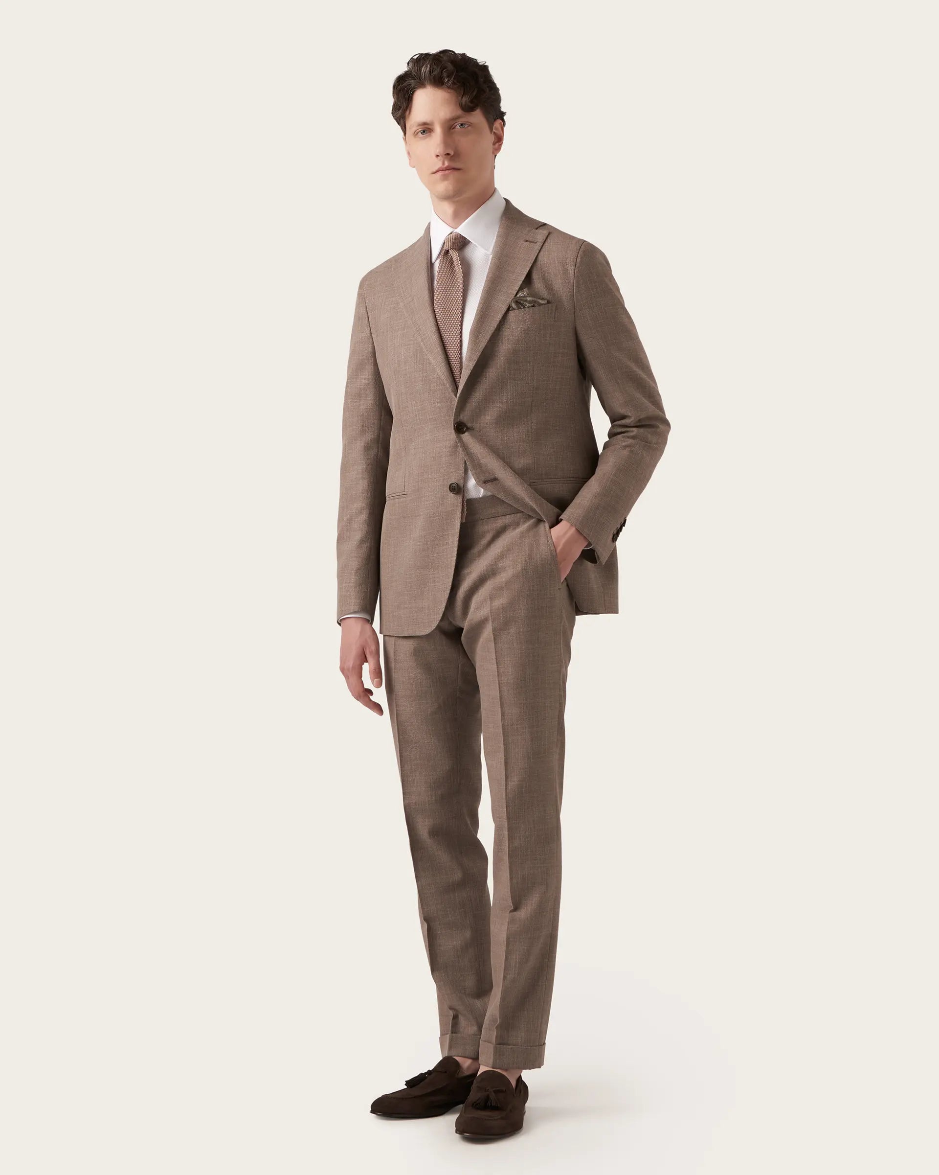 Brown wool and cotton suit Vitale Barberis & Canonico "Vintage" fabric
