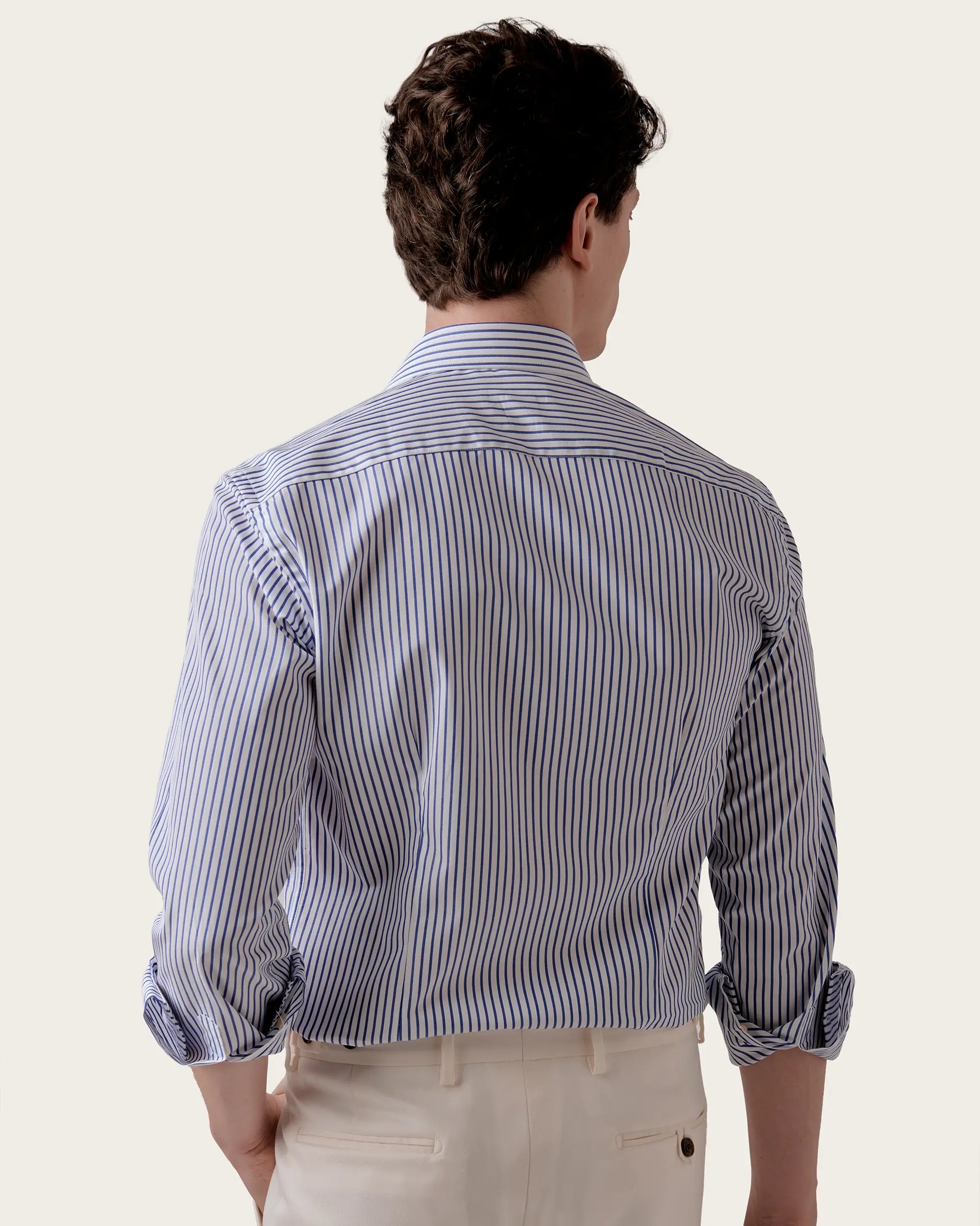 Blue striped shirt in pure cotton regular fit