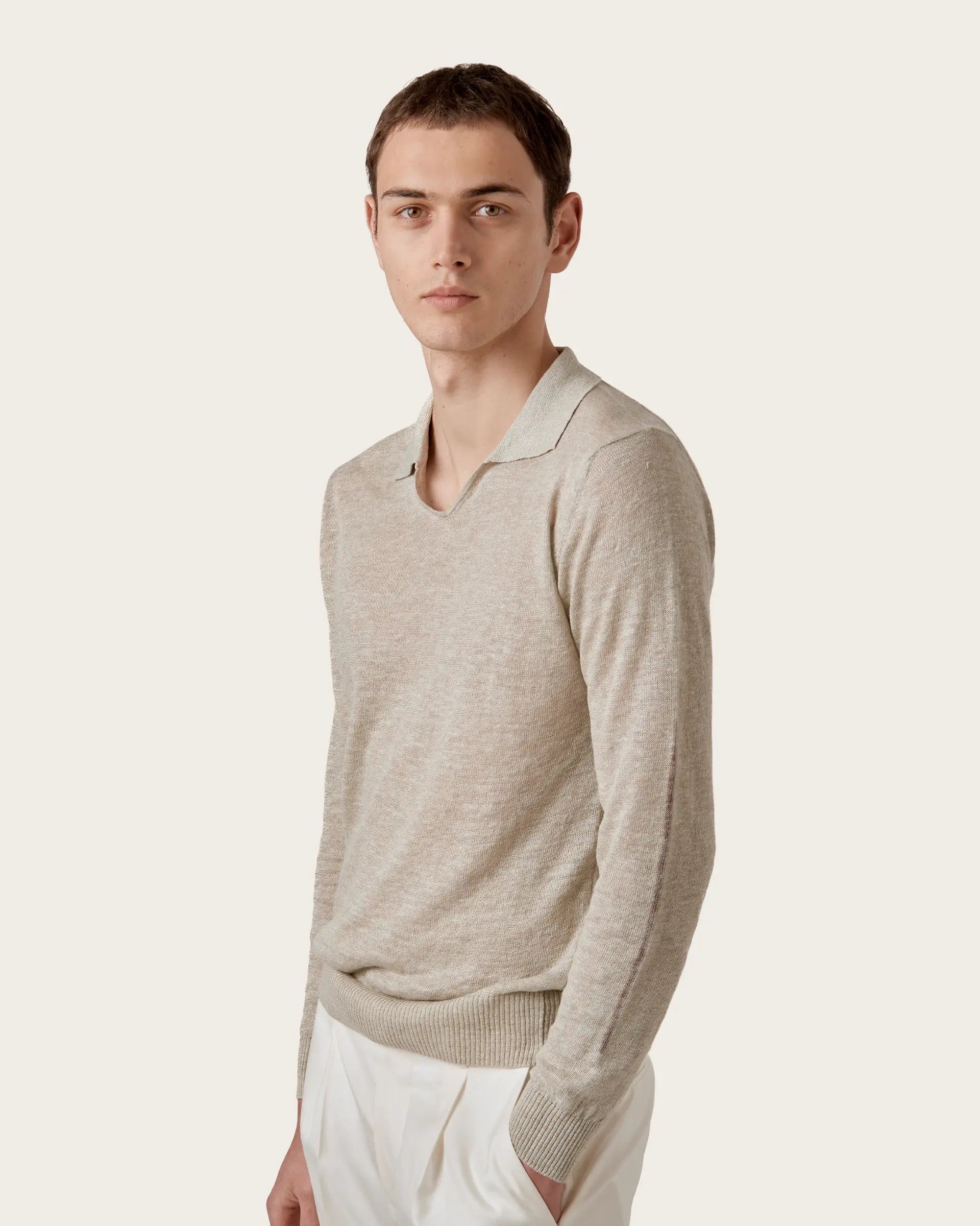 Grey Linen and Cotton Polo
