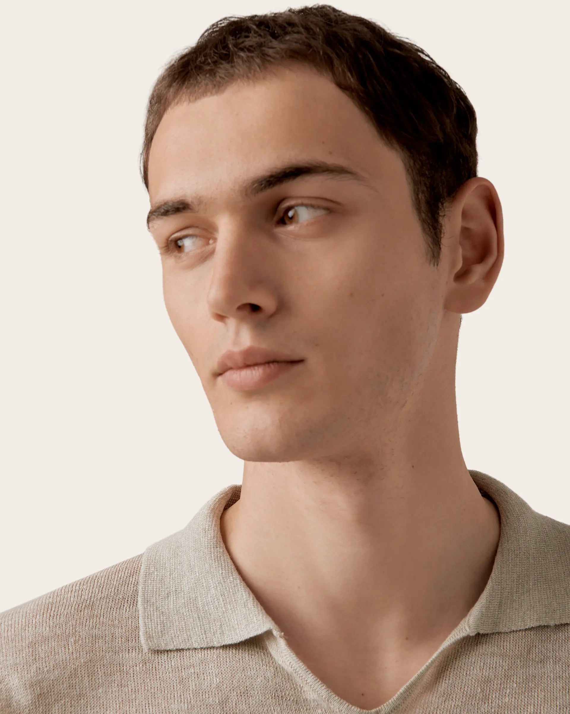 Grey Linen and Cotton Polo
