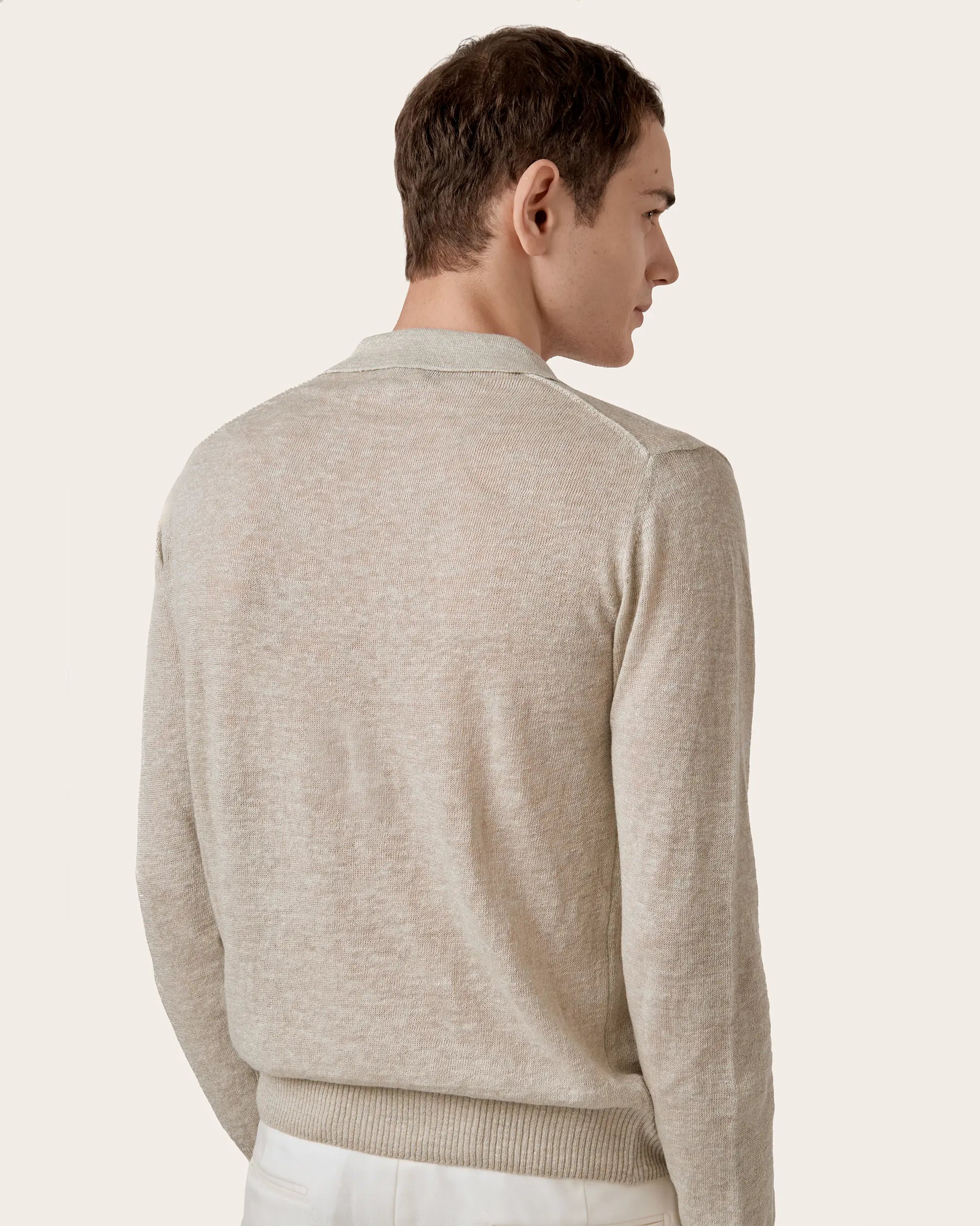 Grey Linen and Cotton Polo
