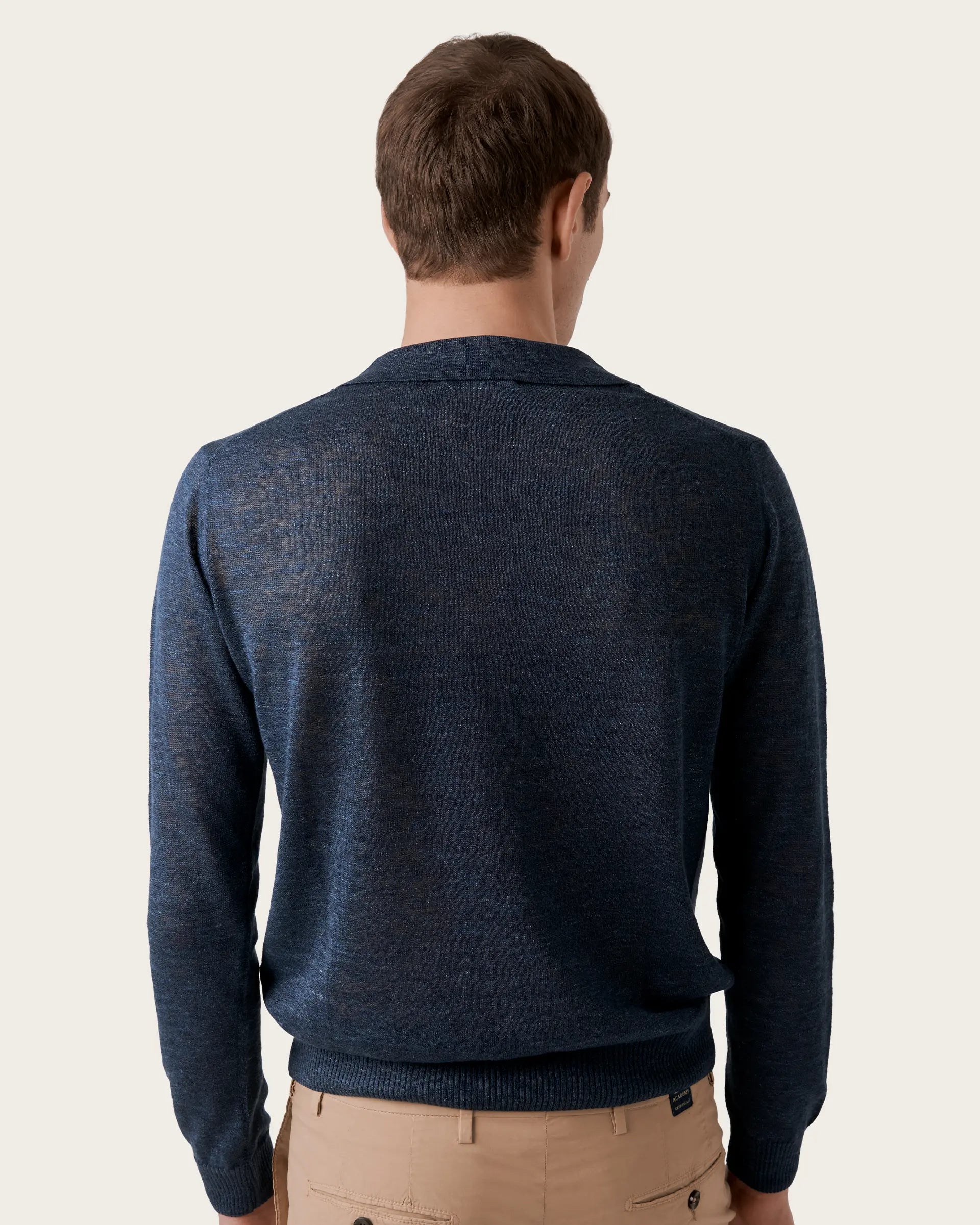 Blue Linen and Cotton Polo