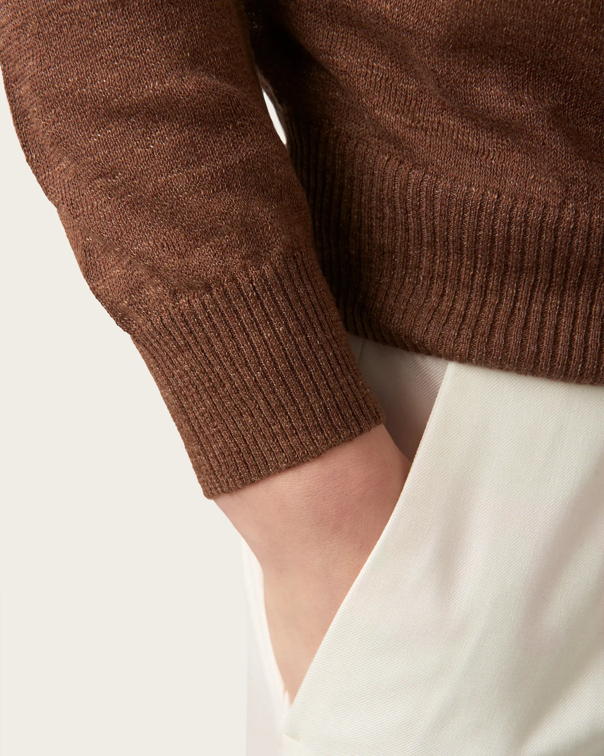 Brown Linen and Cotton Polo