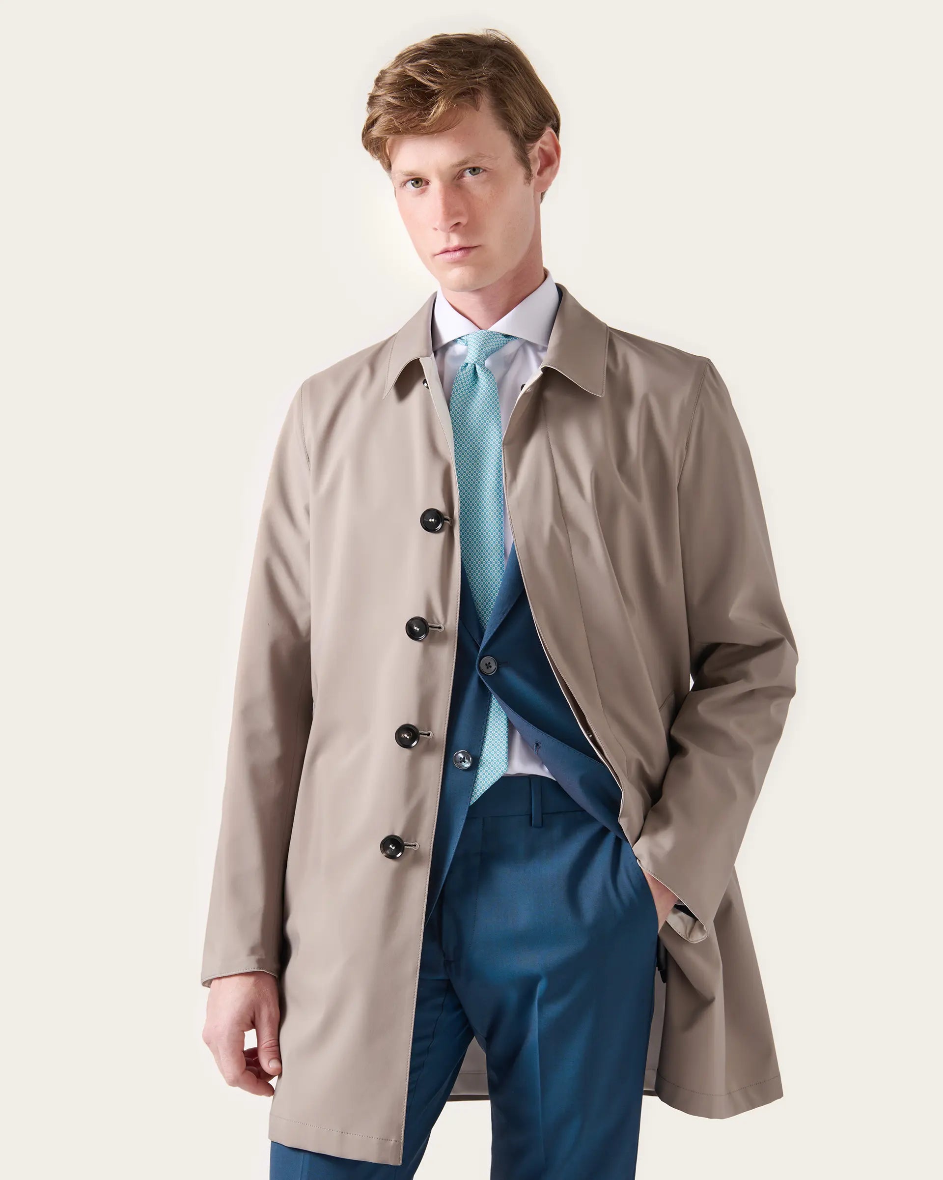 Rain coat reversible beige / cream Olmetex fabric