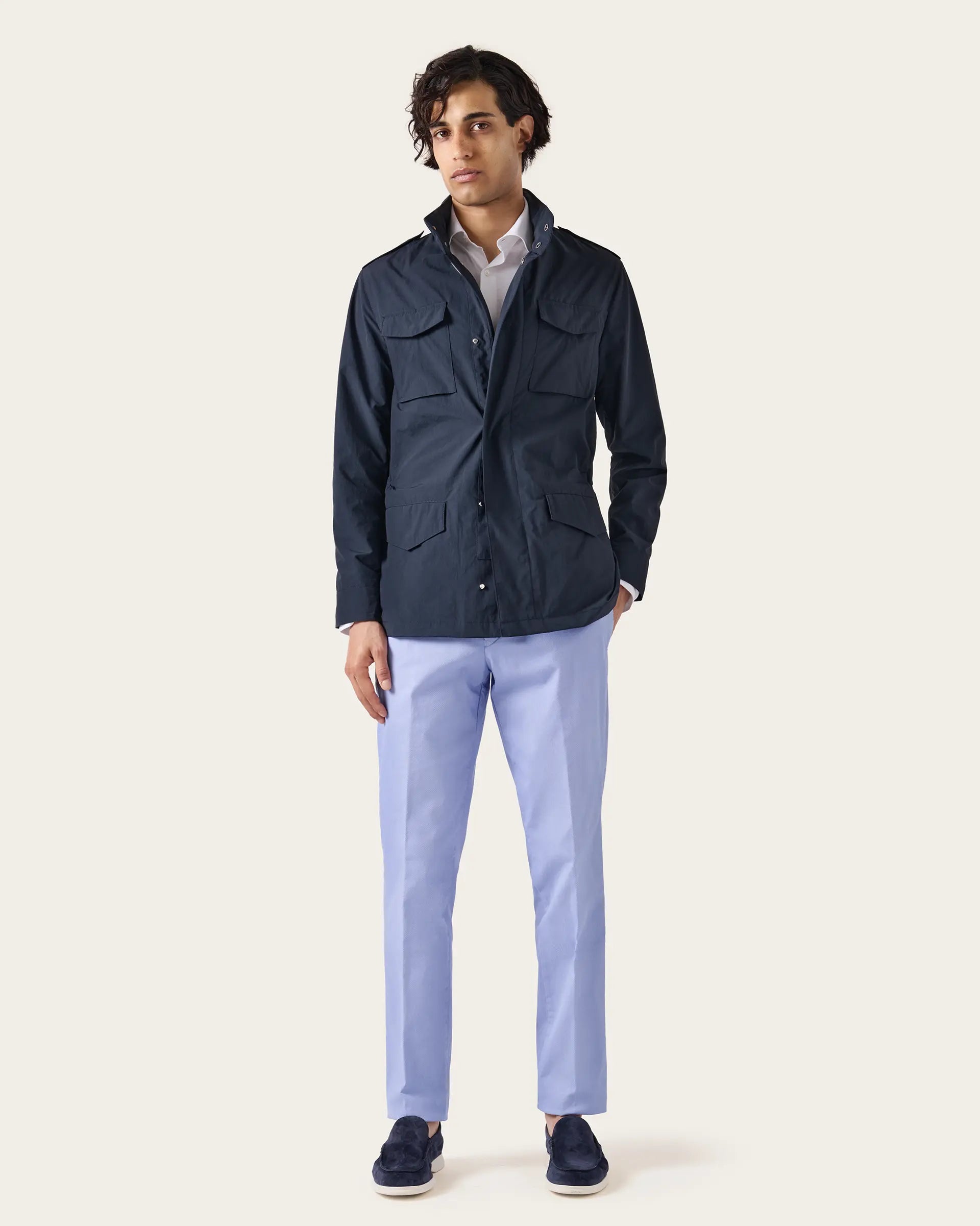 Blue Cotton Field jacket Olmetex Fabric