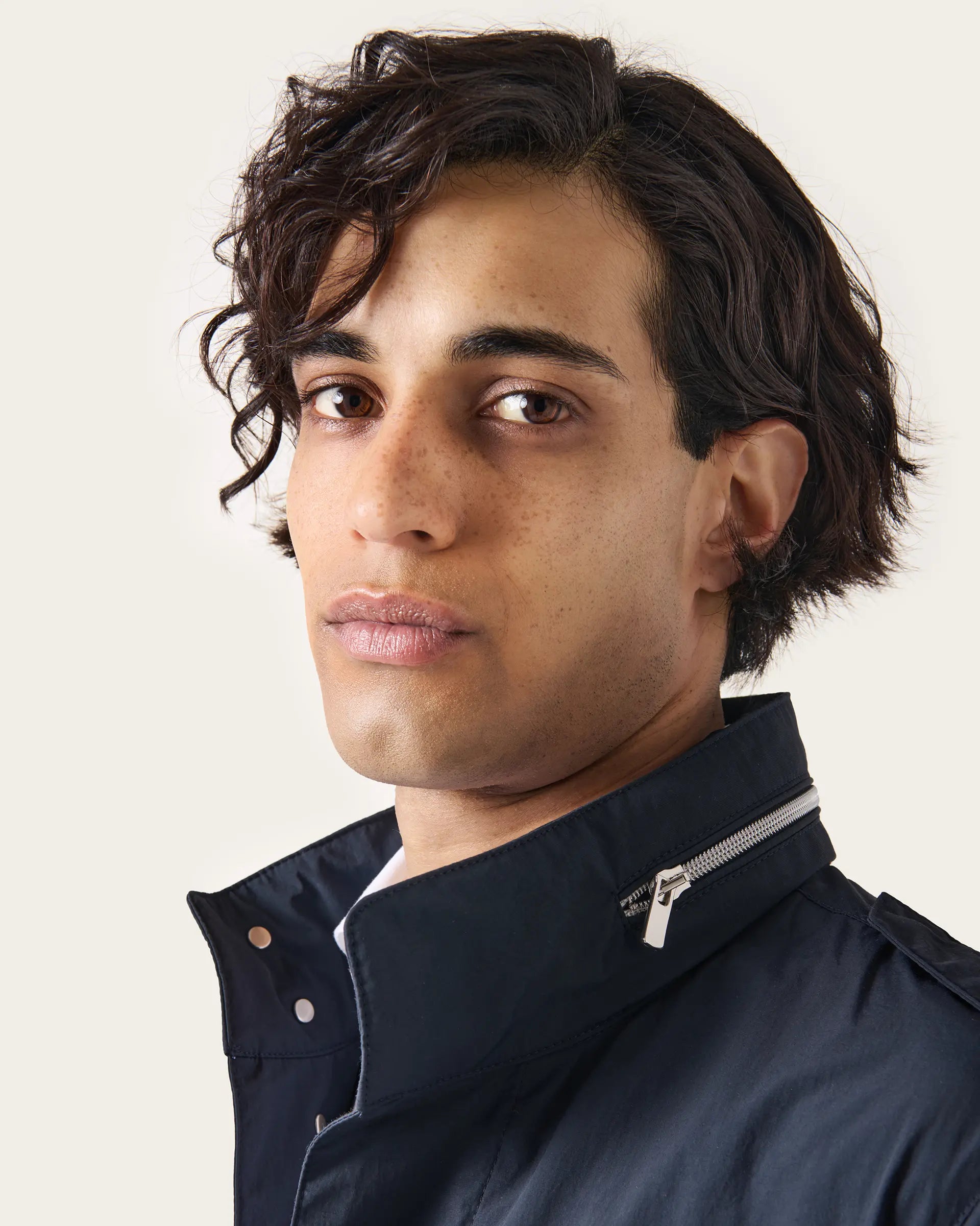 Blue Cotton Field jacket Olmetex Fabric