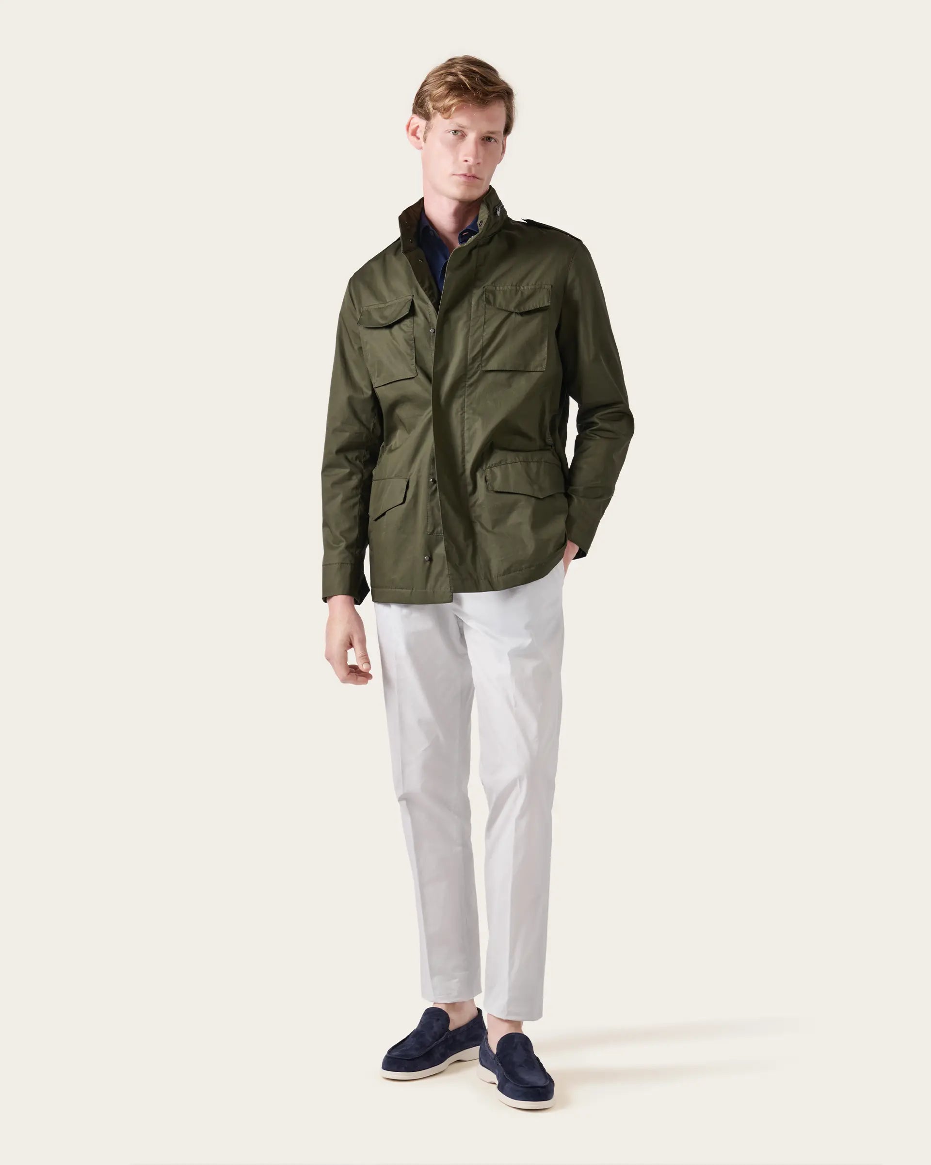 Green Cotton Field jacket Olmetex Fabric