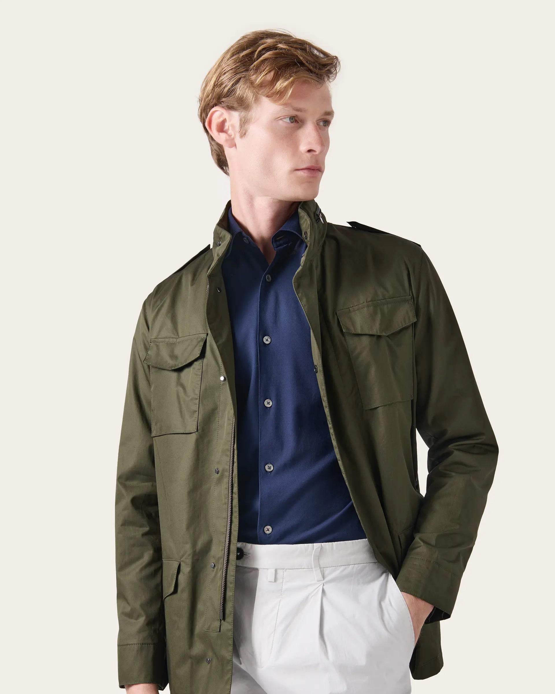 Green Cotton Field jacket Olmetex Fabric