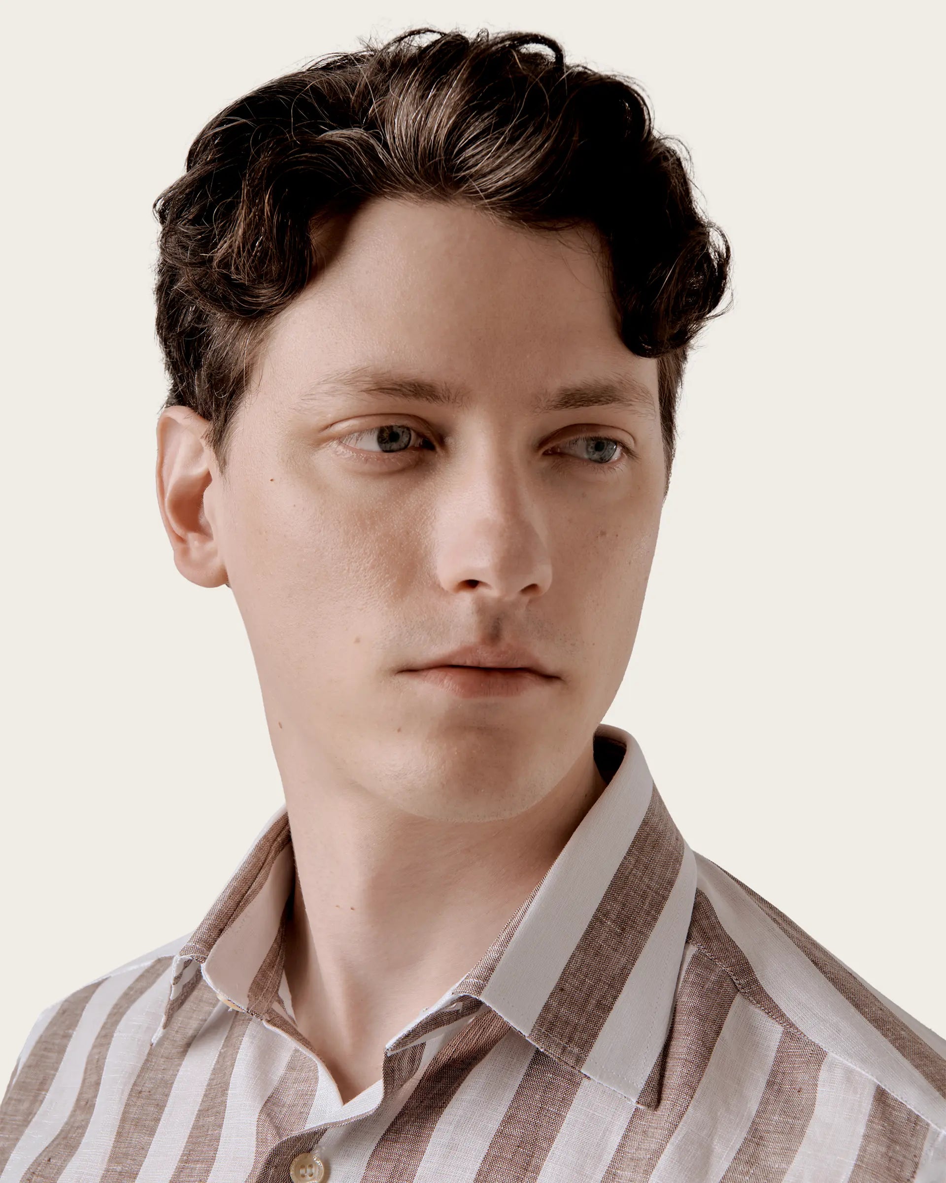 Brown Striped Linen-regular-fit-shirt